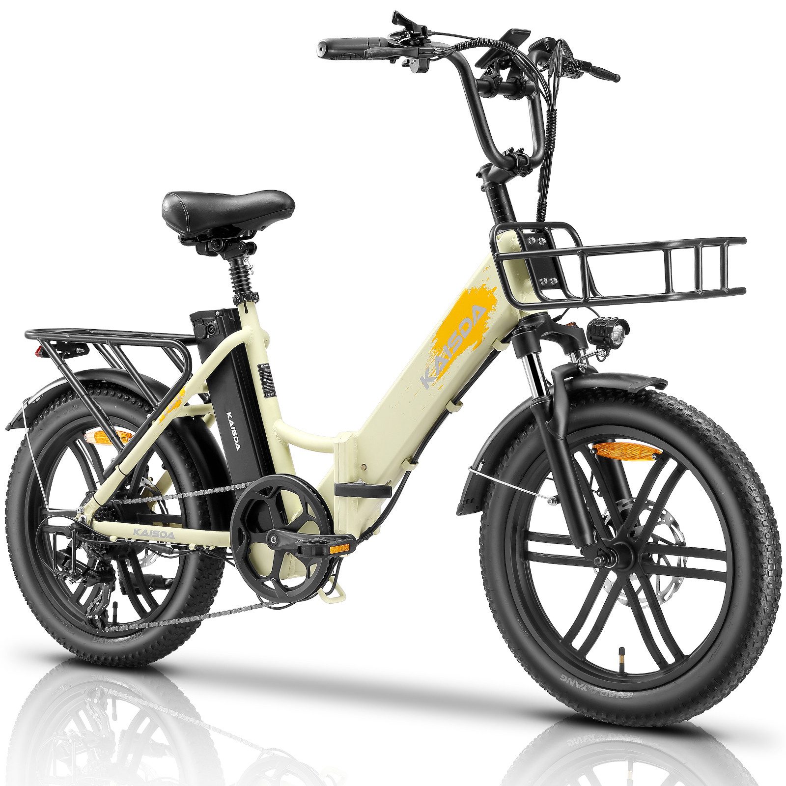 PIXAR E-Bike Cityrad Klapp Elektrofahrrad 36V 20,8Ah, Shimano 7-G, Frontkorb, 20x3.0 Reifen, 7 Gang, Heckmotor, 748,8 Wh, (Packung)