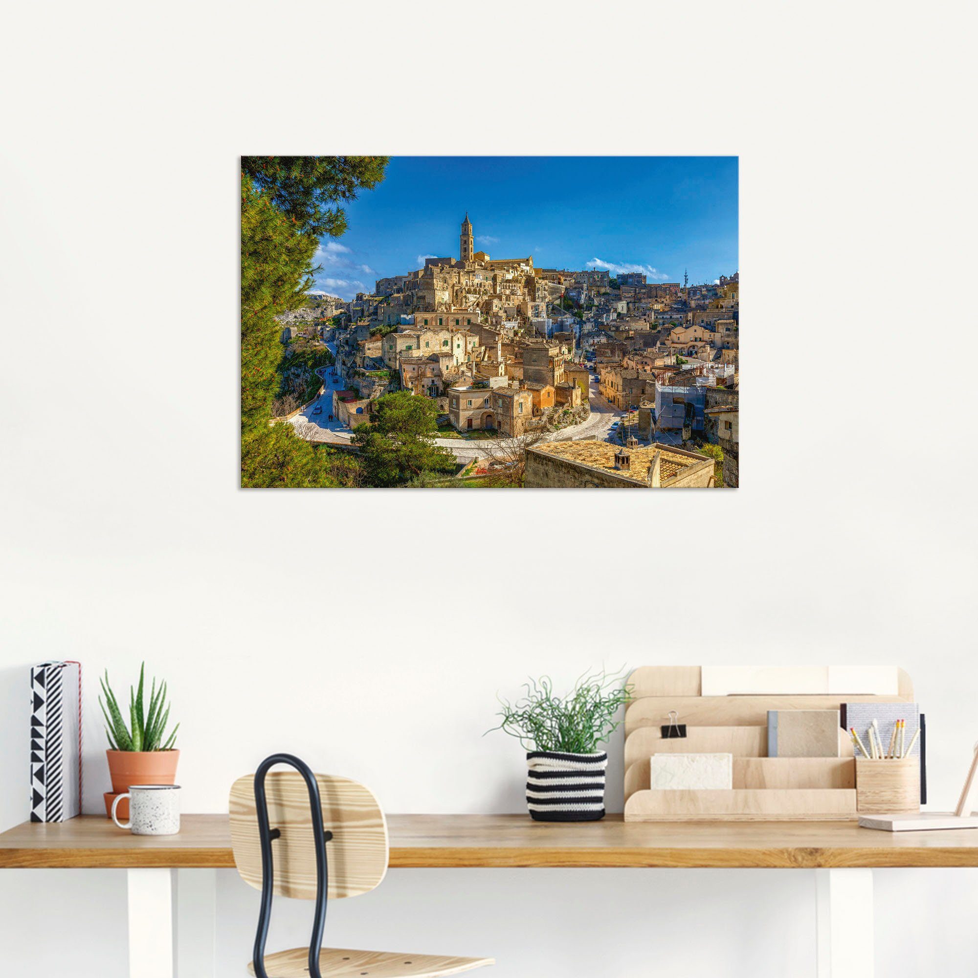 Altstadt Alubild, in Italien von versch. Wandbild Matera Größen Italien, Poster (1 Artland St), Leinwandbild, Historische als Wandaufkleber oder