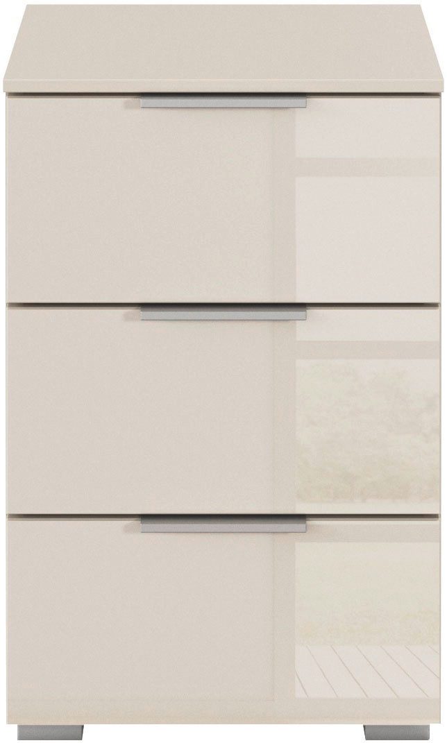 OTTO home Nachtkommode Nachttisch Nachtschrank Nachtkonsole AGORDO mit Glasfront (in zwei Griff-Farben, Breite 40 cm), mit 3 geräumigen Schubladen für viel Stauraum MADE IN GERMANY