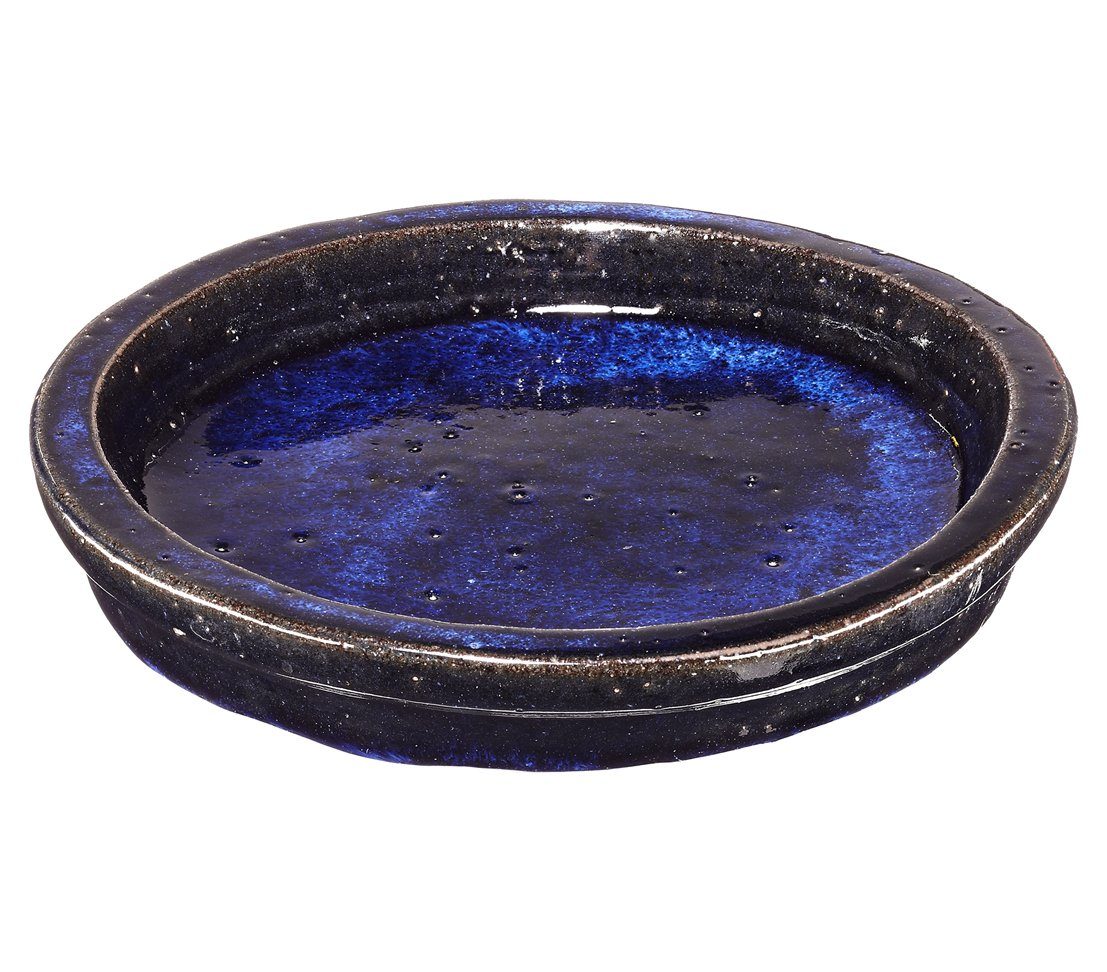 Dehner Blumentopf Untersetzer Dang, Keramik, glasiert, dunkelblau