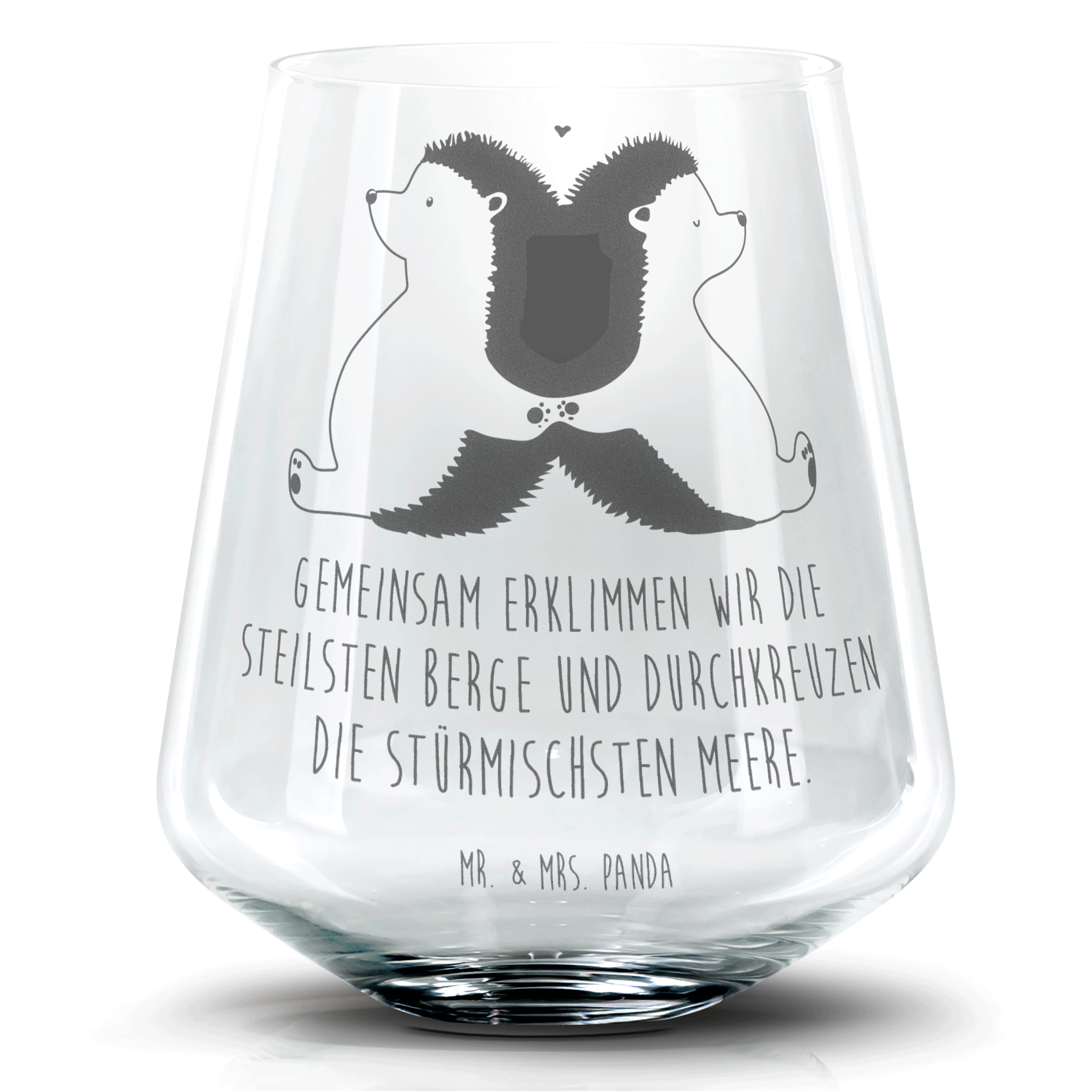 Mr. & Mrs. Panda Cocktailglas Igel händchenhaltend - Transparent - Geschenk, Lieblingsmensch, Cockt, Premium Glas, Einzigartige Gravur