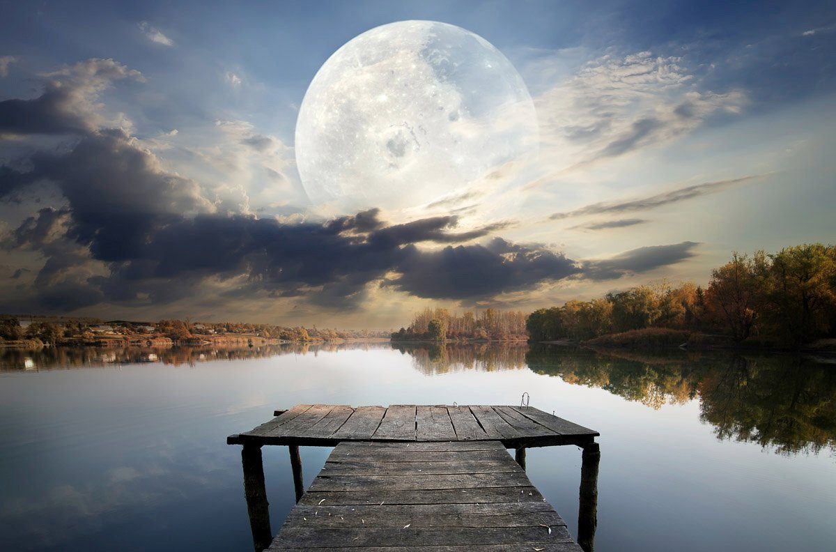 Wasser mit Fototapete Steg Mond Papermoon im