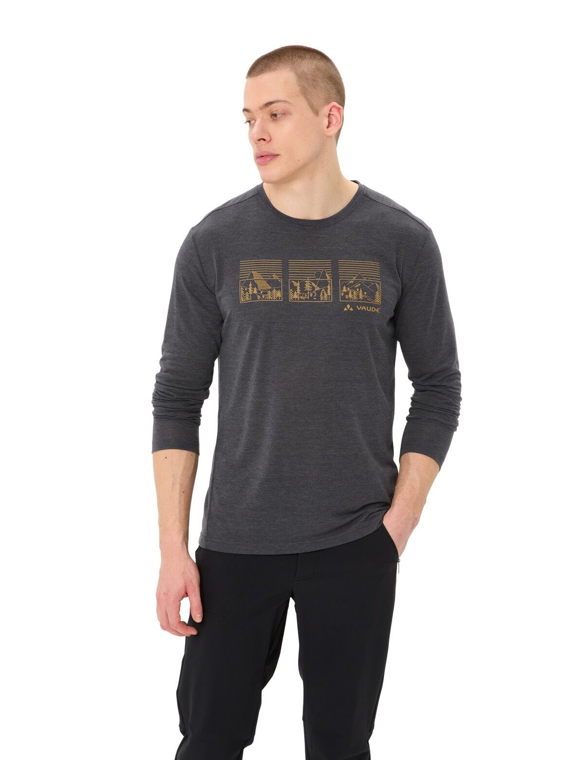 VAUDE Langarmshirt MEN'S ROSEMOOR LS T-SHIRT III ohne Kragen, Rundhalsausschnitt, aus Polyester und Lyocell