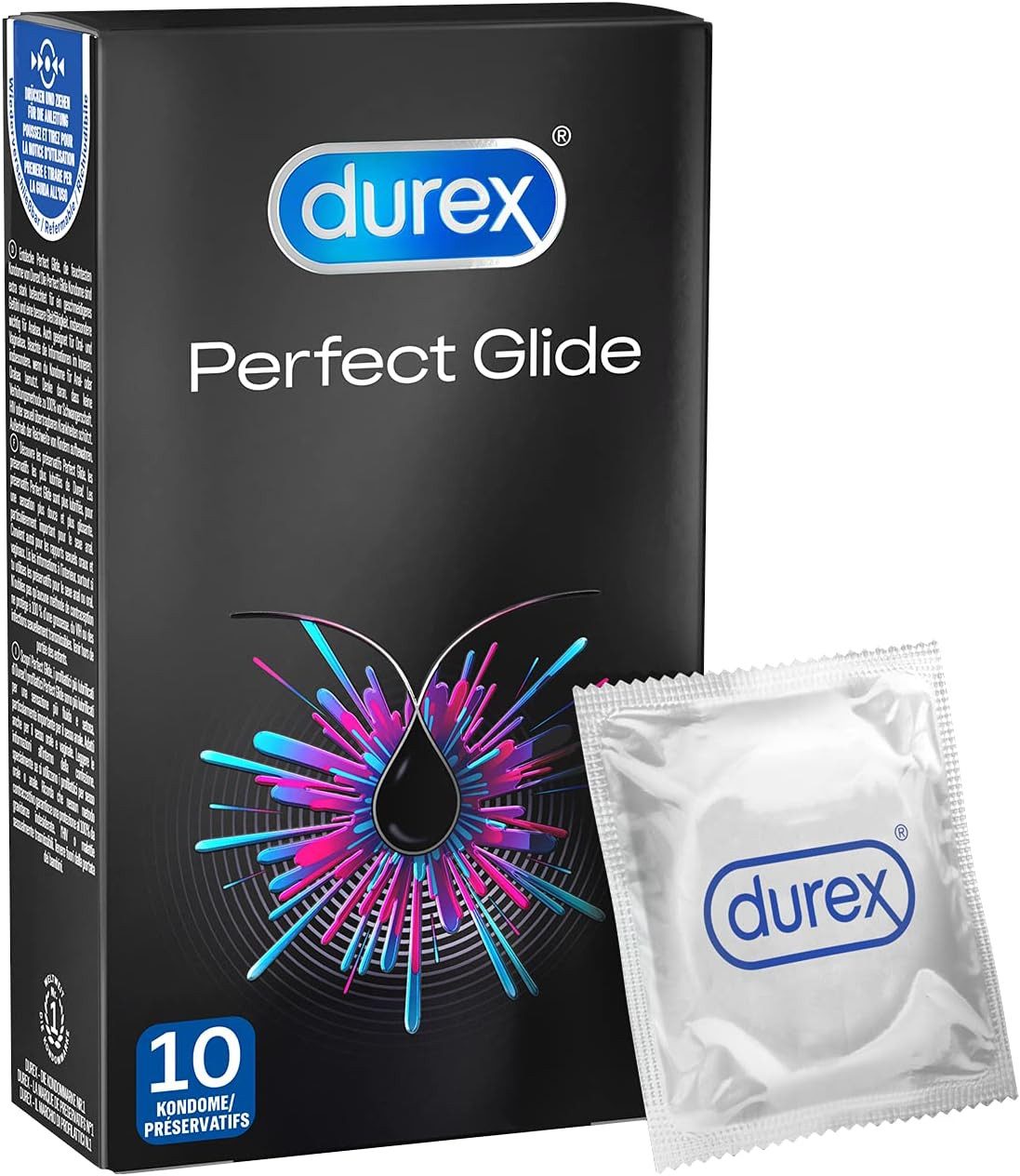 durex Kondome Perfect Glide, 10 St., mit extra viel Silikongleitgel