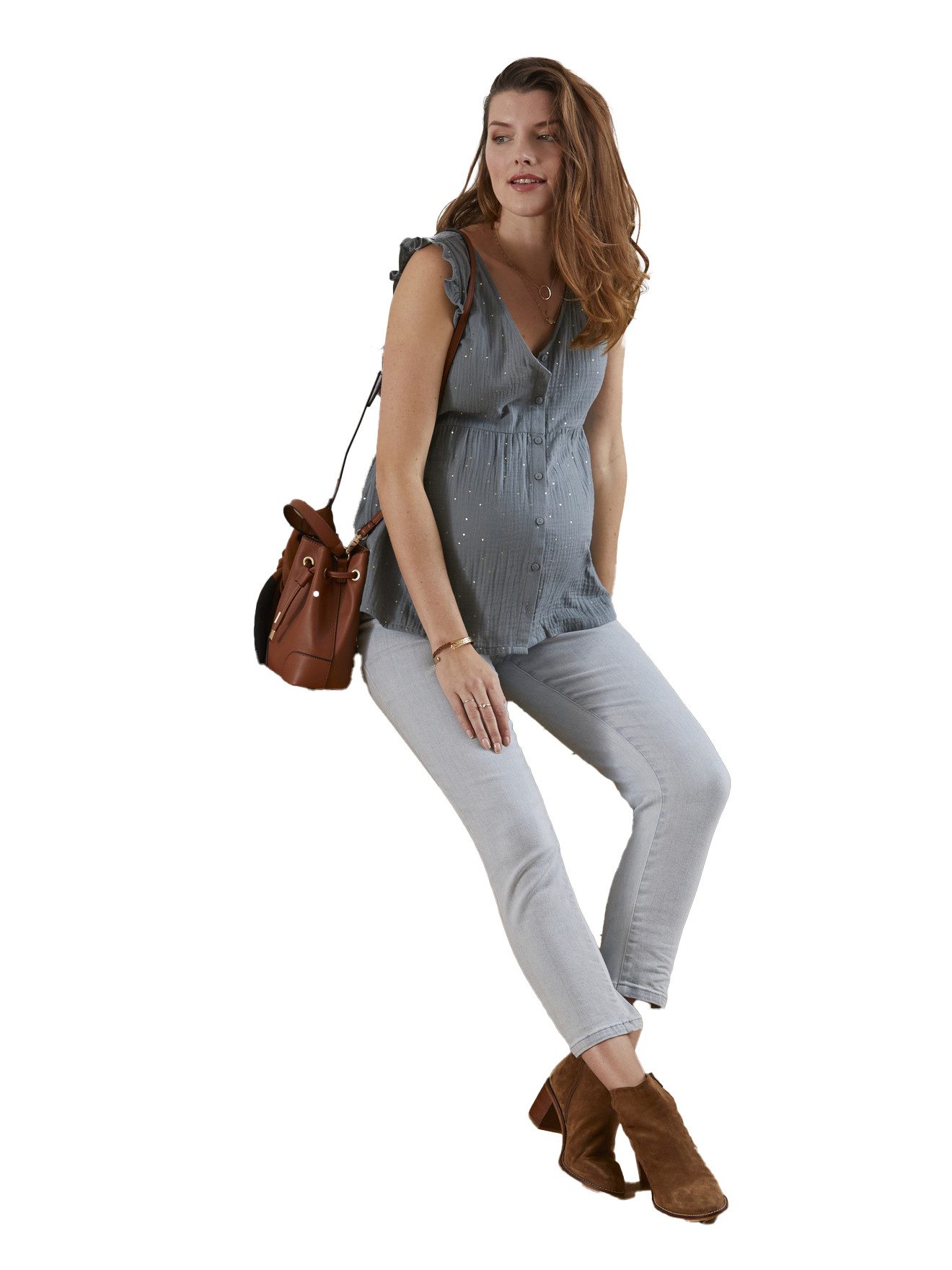 vertbaudet Umstandsbluse aermellos, Musselin