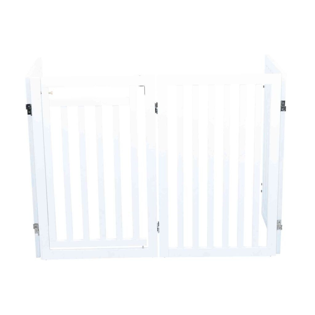 TRIXIE Absperrgitter Hunde-Absperrgitter mit Tür, 4-teilig - weiß - 60–160 × 81 cm