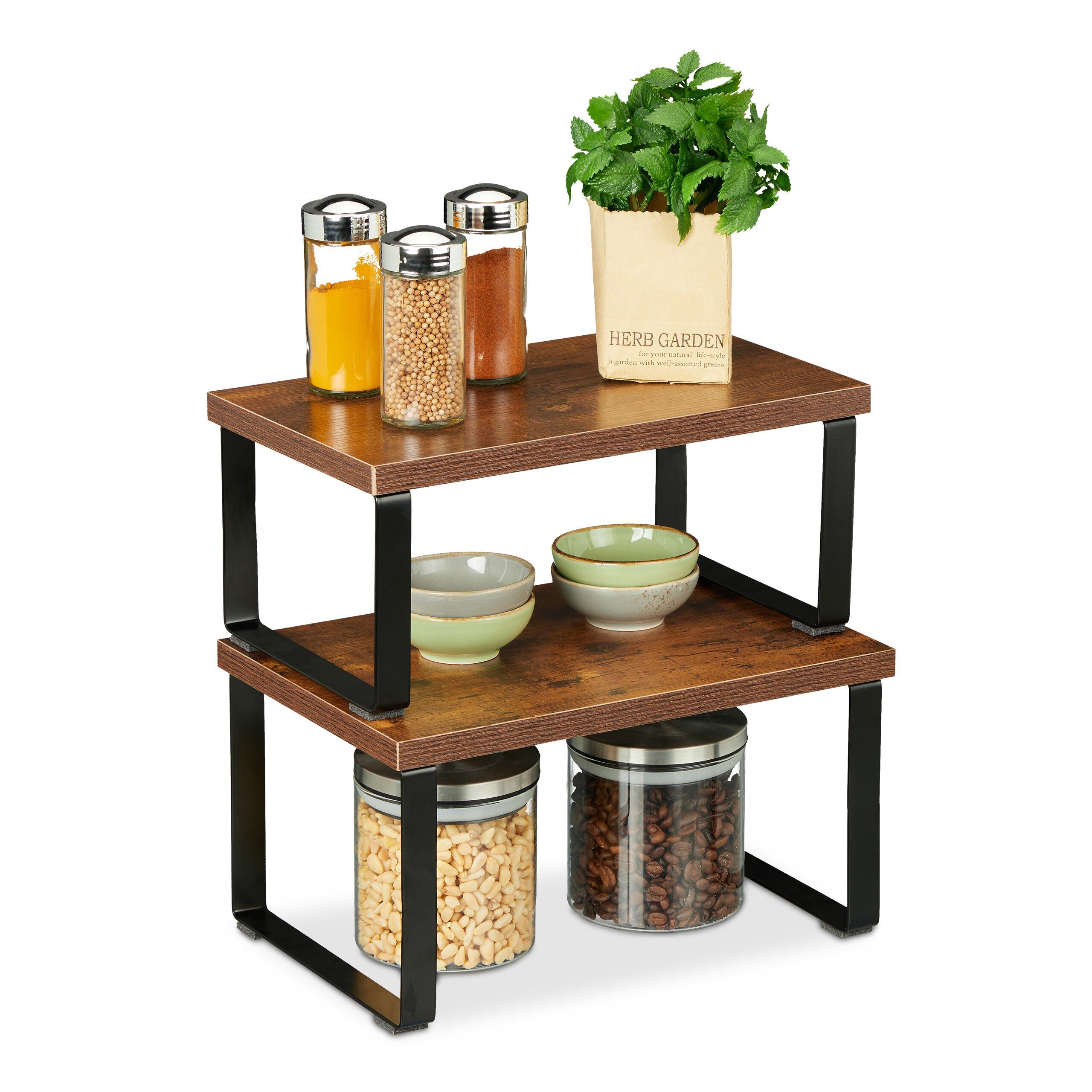 relaxdays Mehrzweckregal 2-tlg. Tischregal Set Industrial Design günstig online kaufen