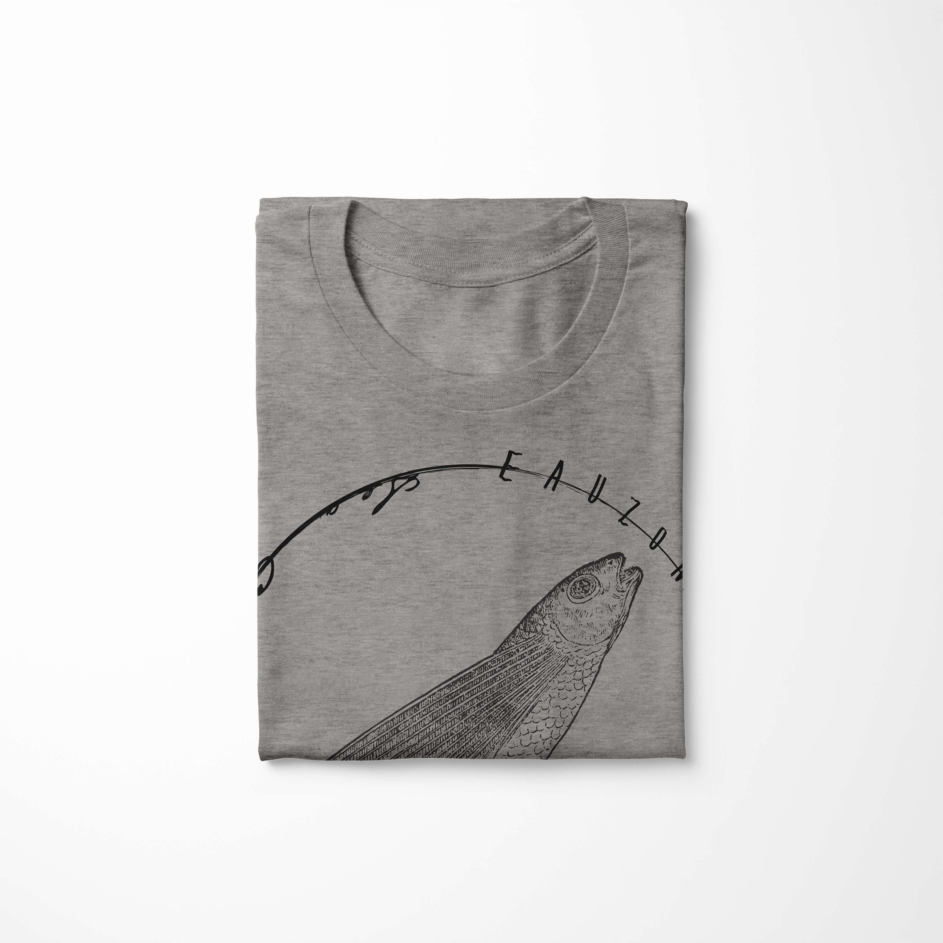 Sinus Art T-Shirt T-Shirt Tiefsee Schnitt feine Serie: Sea Sea Fische 085 Ash Creatures, sportlicher Struktur und / 
