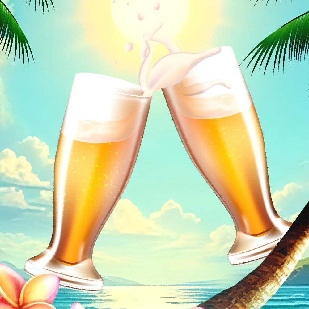Hawaiihemdshop.de Hawaiihemd Hawaii Hemd Herren Baumwolle Kurzarm Hawaiihemd mit Palmen und Meer – Bild 5 von 5