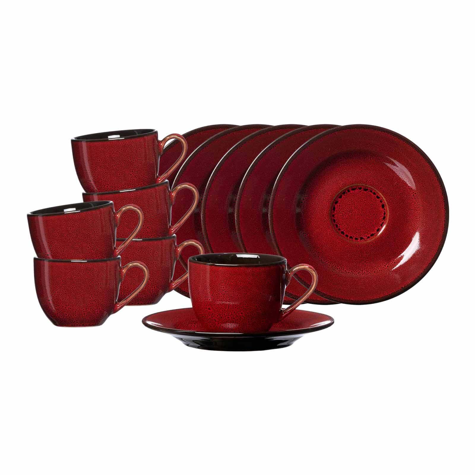 Ritzenhoff & Breker Tasse Gambia Espressotassen mit Untertassen 90 ml, 6-tlg., Steinzeug