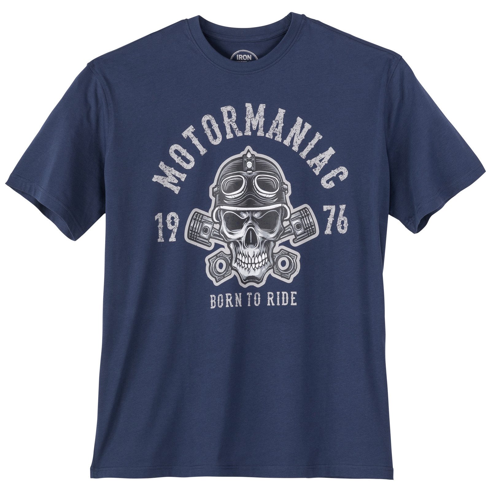 Print-Shirt Iron Stitch Übergrößen T-Shirt denimblau Motormaniac