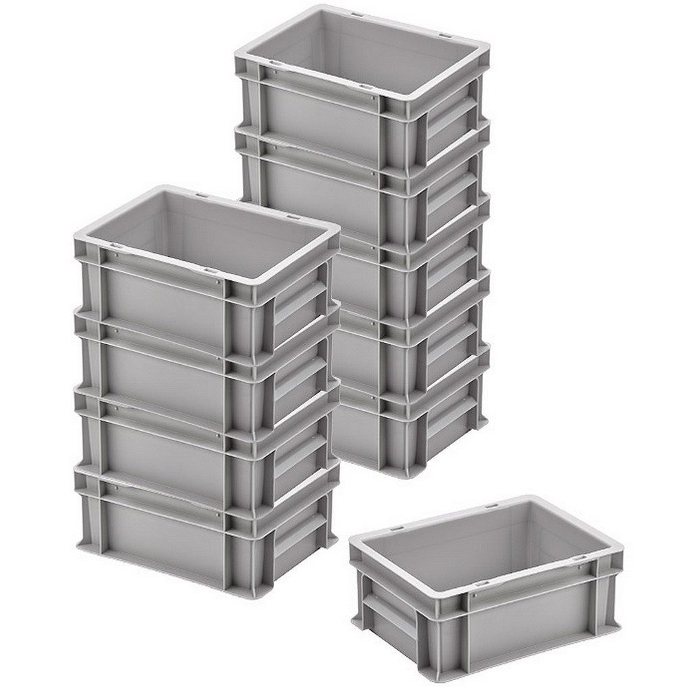BRB-Lagertechnik Stapelbox 10x Transportbehälter/Lagerkasten, LxBxH 300x200x120 mm, Industriequalität, extrem stabil