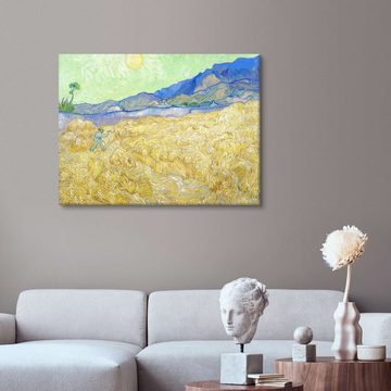 Posterlounge Leinwandbild Vincent van Gogh, Weizenfeld mit Schnitter bei aufgehender Sonne, Wohnzimmer Malerei