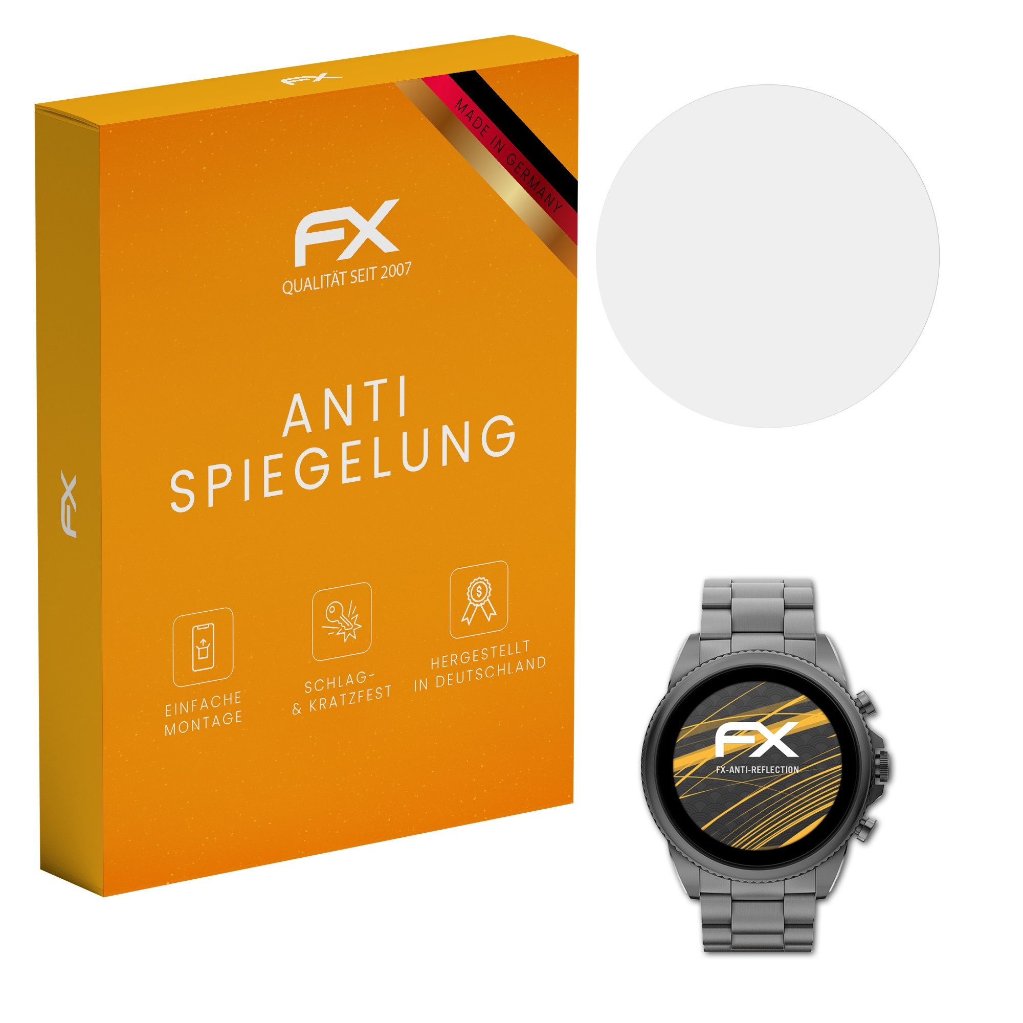 atFoliX Schutzfolie für Fossil Gen 6 44mm, (3 Folien), Entspiegelnd und stoßdämpfend