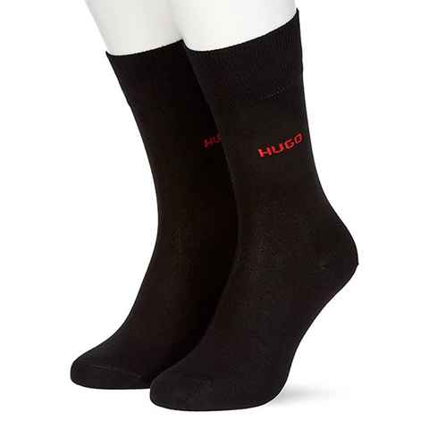 HUGO Businesssocken HUGO Boss Business-Socken Schwarz 43-46 (Pack) rotes HUGO Logo