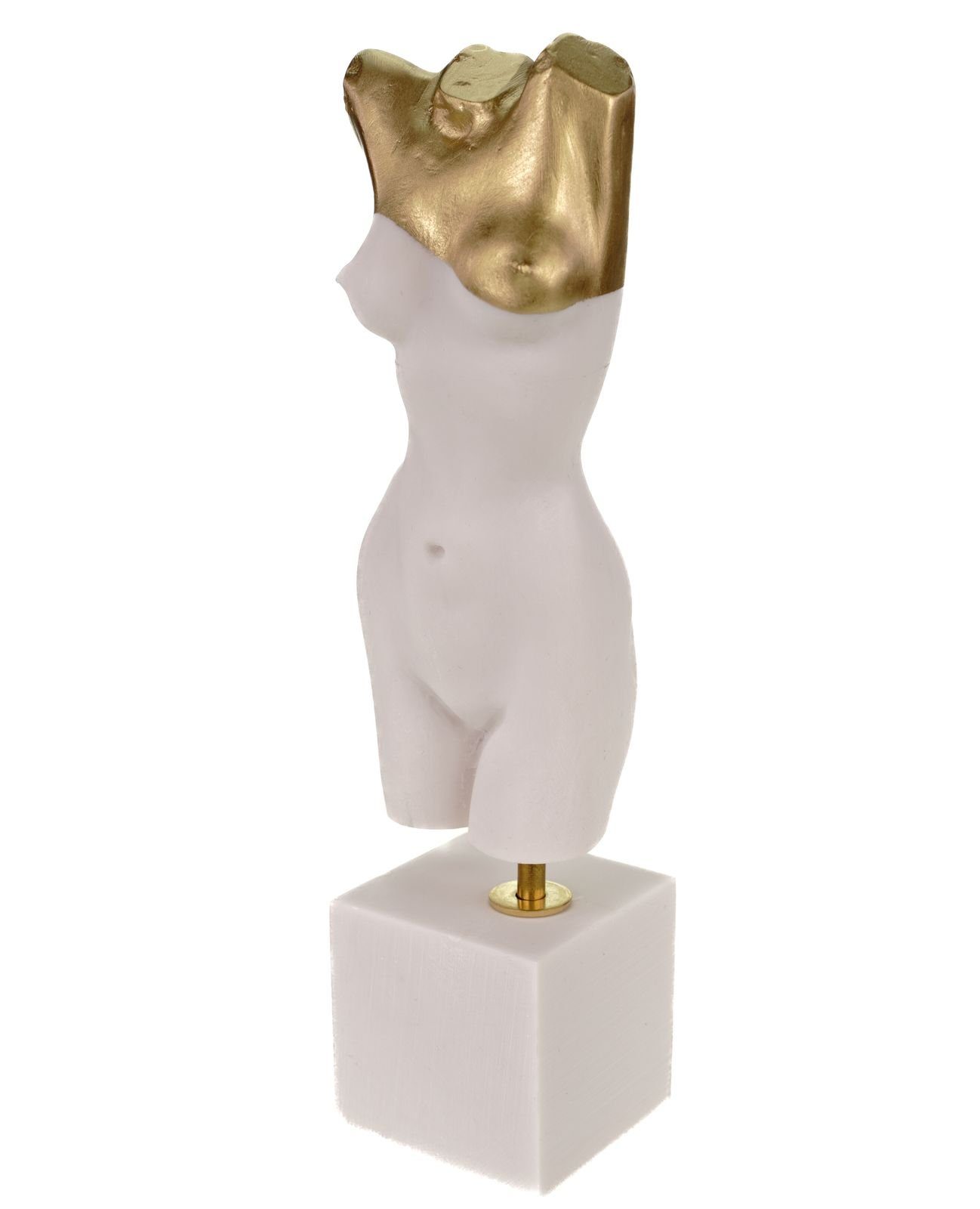 Kremers Schatzkiste Dekofigur Alabaster Akt Frauentorso Hingabe Skulptur 24 cm Kunst Art Liebe Figurine weiß/gold