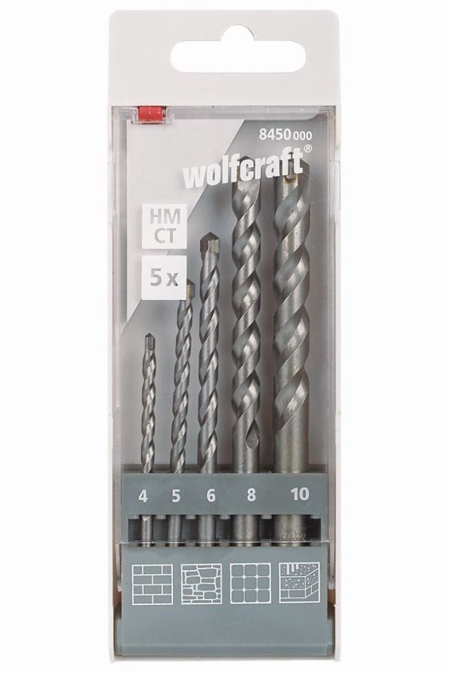 Wolfcraft Bohrer- und Bitset Wolfcraft Steinbohrer-Set HM 8450000 Ø 4 - 10 mm – Bild 4 von 4
