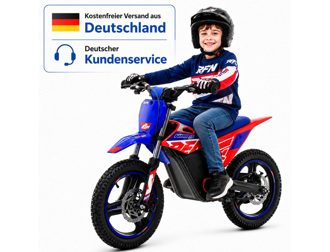 RFN Elektro-Kindermotorrad Elektro-Kindermotorrad SX-E150 150W 14 Zoll 24V für Kinder 3–6 Jahre