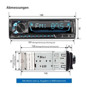 XOMAX XM-R282 Autoradio mit Bluetooth, 2x USB, SD, AUX IN, 1 DIN Autoradio