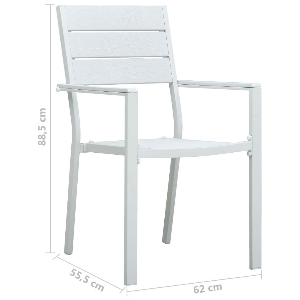 Weiß Gartenstühle HDPE Holz-Optik 4 Stk. Gartenstuhl furnicato