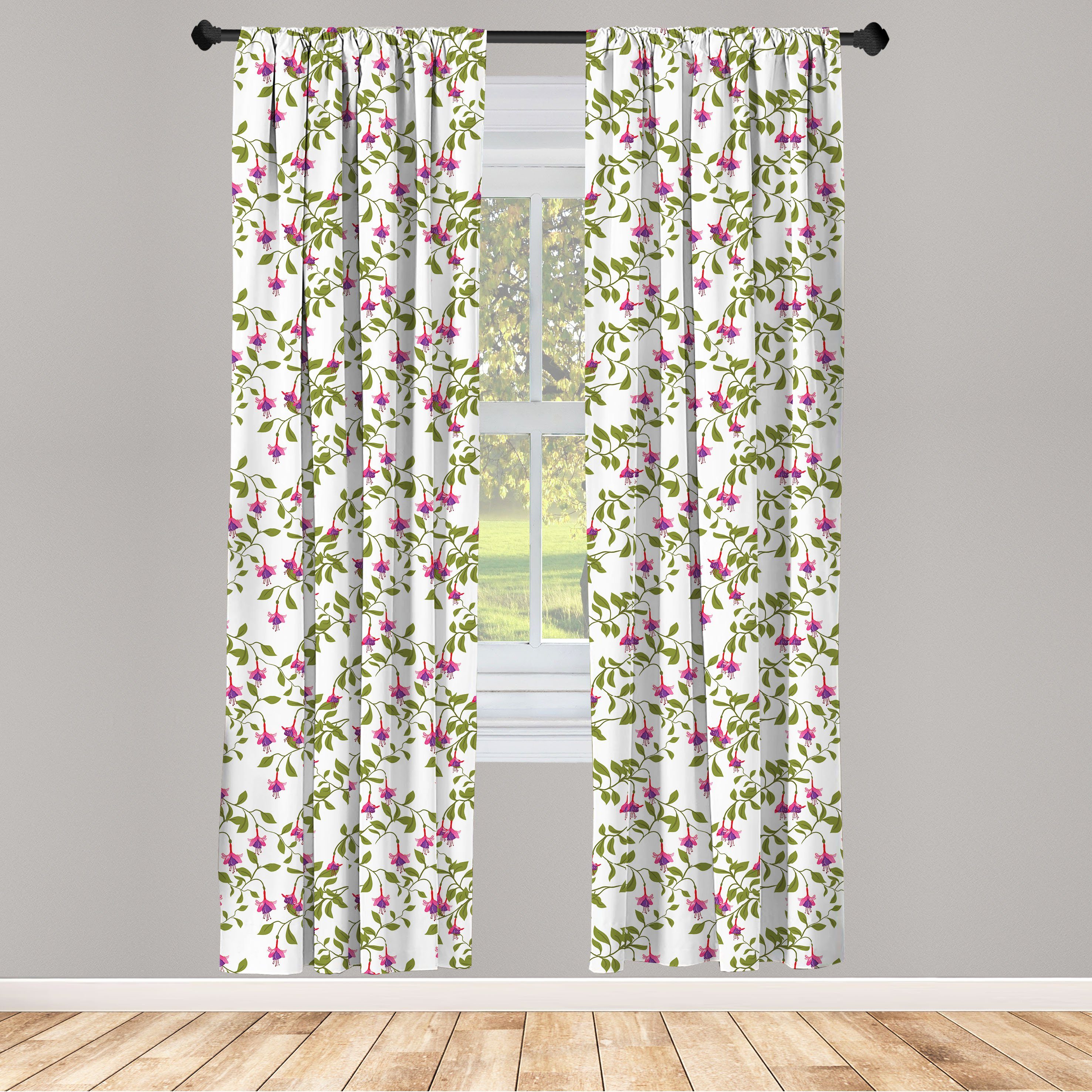der Dekor, für Blume Gardine Microfaser, Blüte Vorhang in Wohnzimmer Fuchsia Schlafzimmer Abakuhaus, Blume