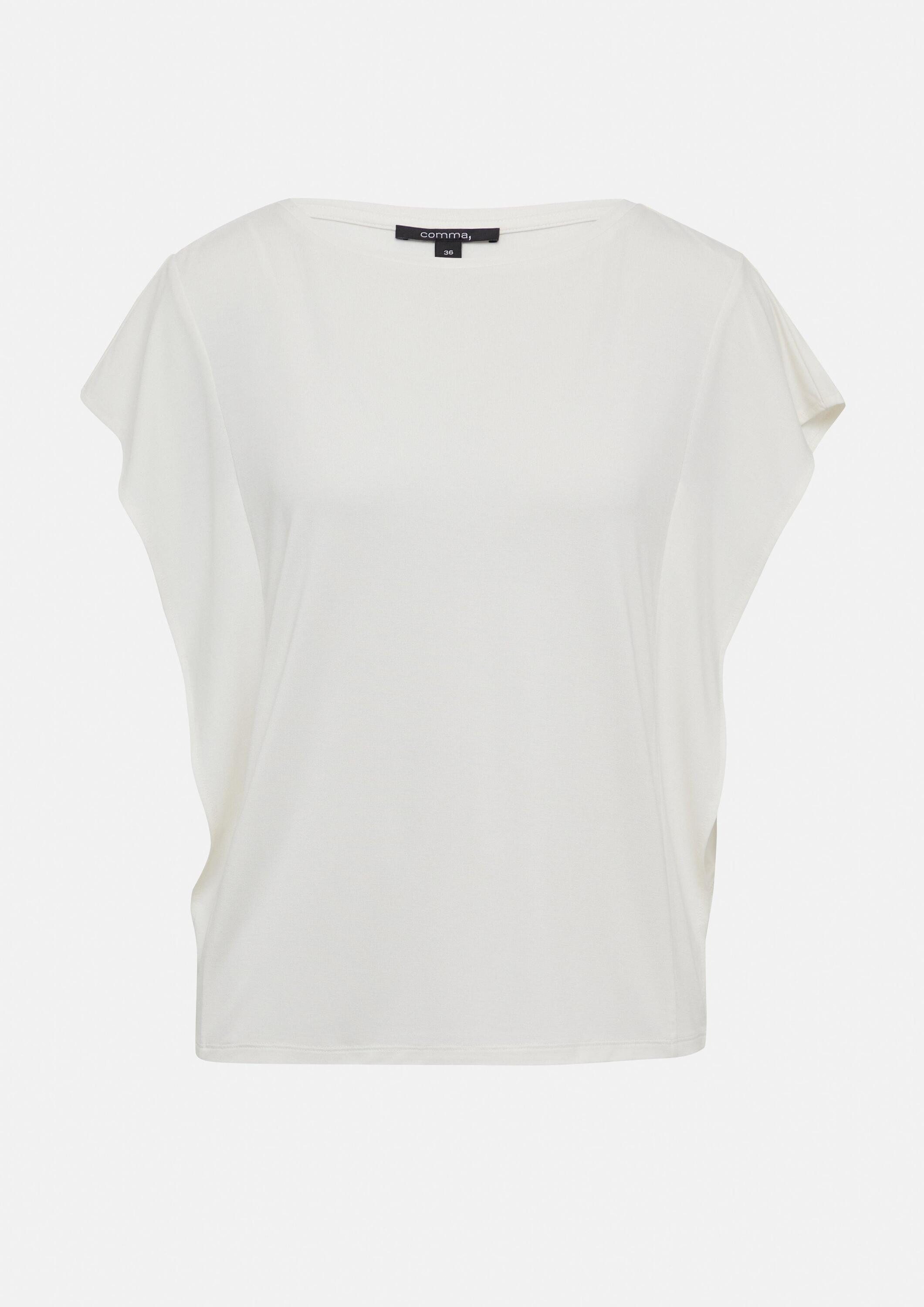 comma Kurzarmshirt T-Shirt Jersey-Shirt mit Volant