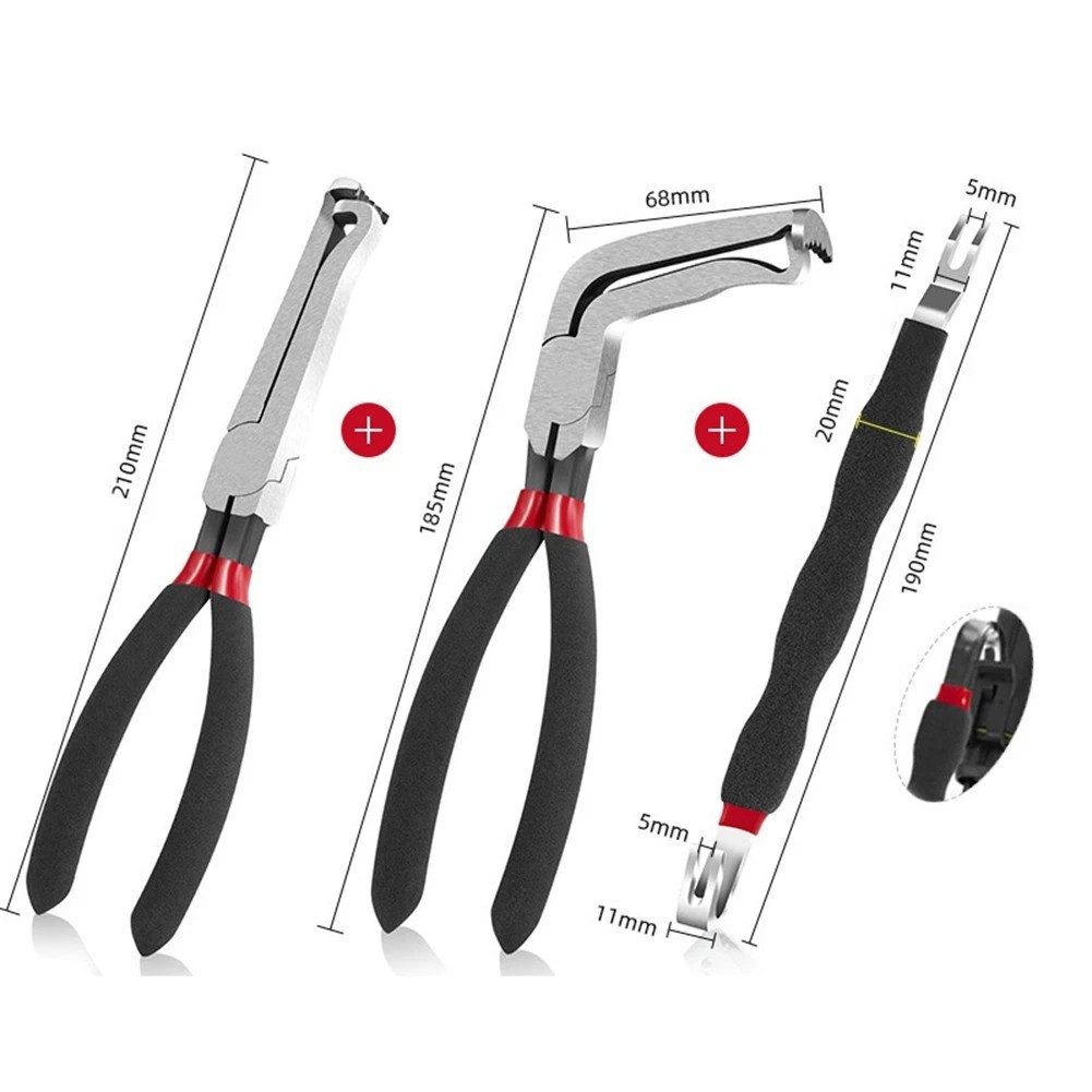 PRIISF Schlauchklemmenzange Elektrische Trennzange Auto KFZ Kraftstoffleitung Stecker Zangen Set, 3tlg KFZ Verdrahtungswerkzeug Schlauchklemmen Zangen für Techniker 3-tlg., Kraftstoffleitungszangen-Set Automobilschlauch Trennwerkzeug, Multifunktions Leistungsschalter für Kraftfahrzeuge Zündkerzenstecker