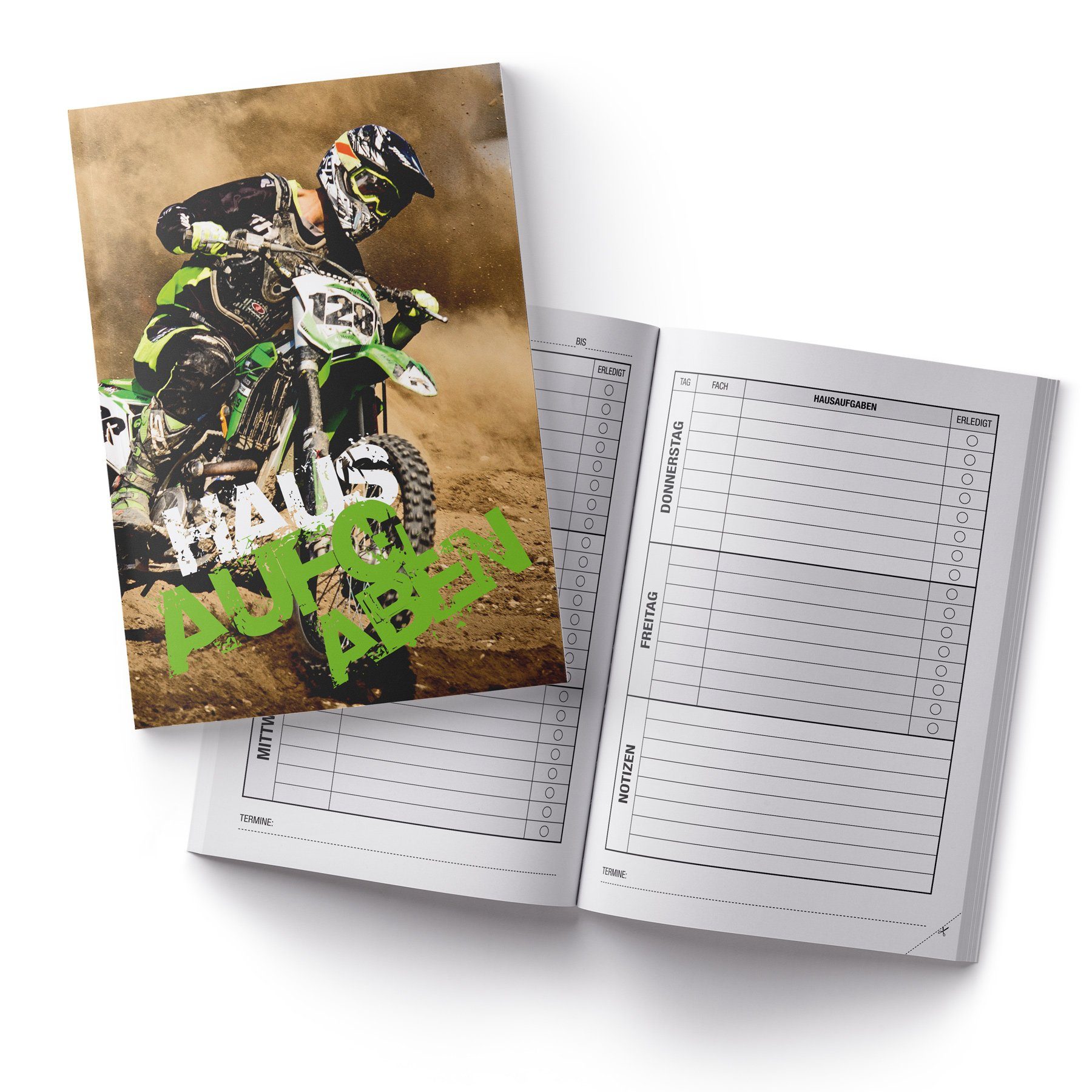 itenga Notizheft itenga Hausaufgabenheft Motocross (Motiv 35) DIN A5, 96 Seiten