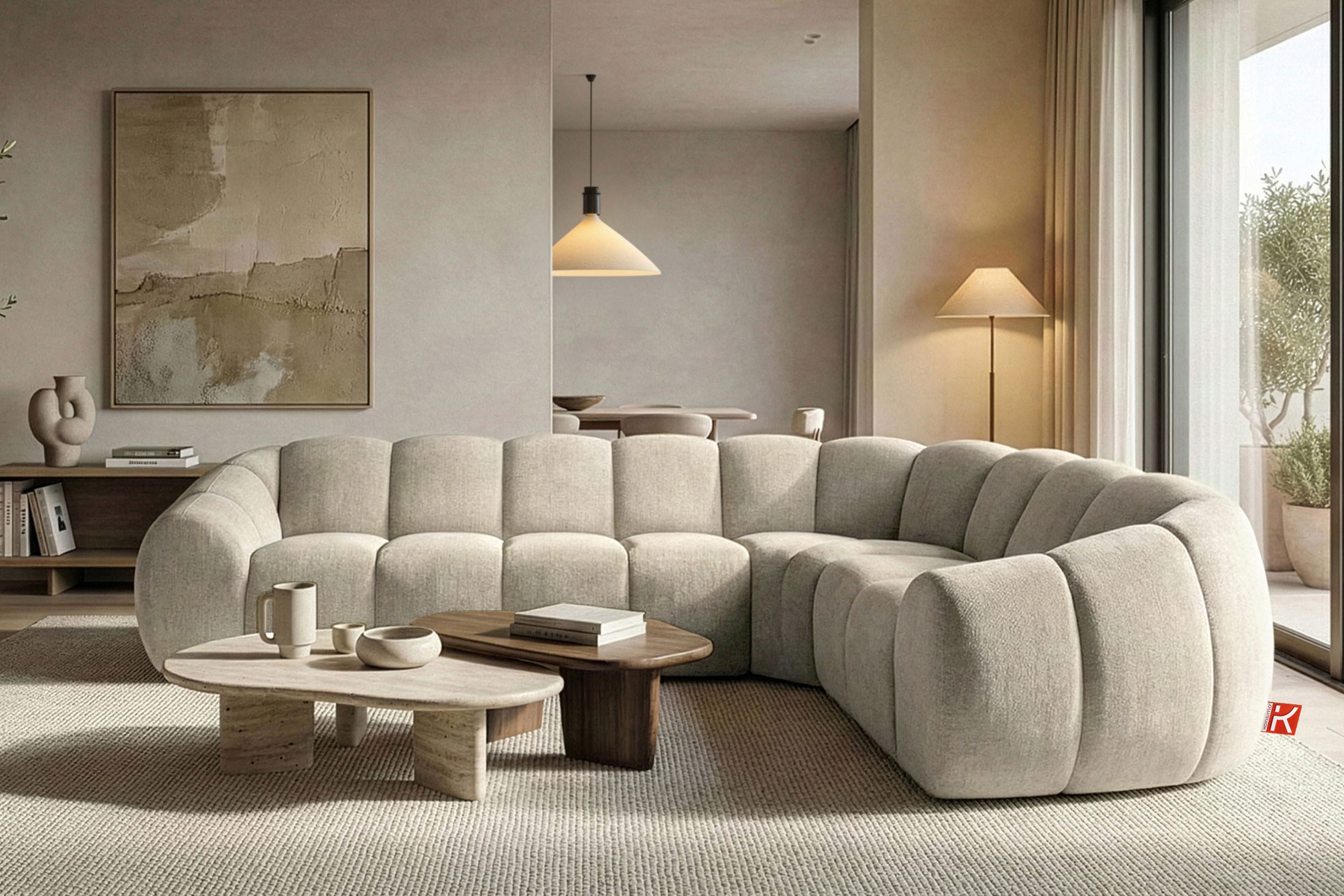 KONSIMO® Ecksofa FLAVA Premiumqualität aus EU, modulare Kollektion, Retro-Modern, rechts Ecksofa, handgefertigt, hochwertige Wellenfedern, höchster Komfort