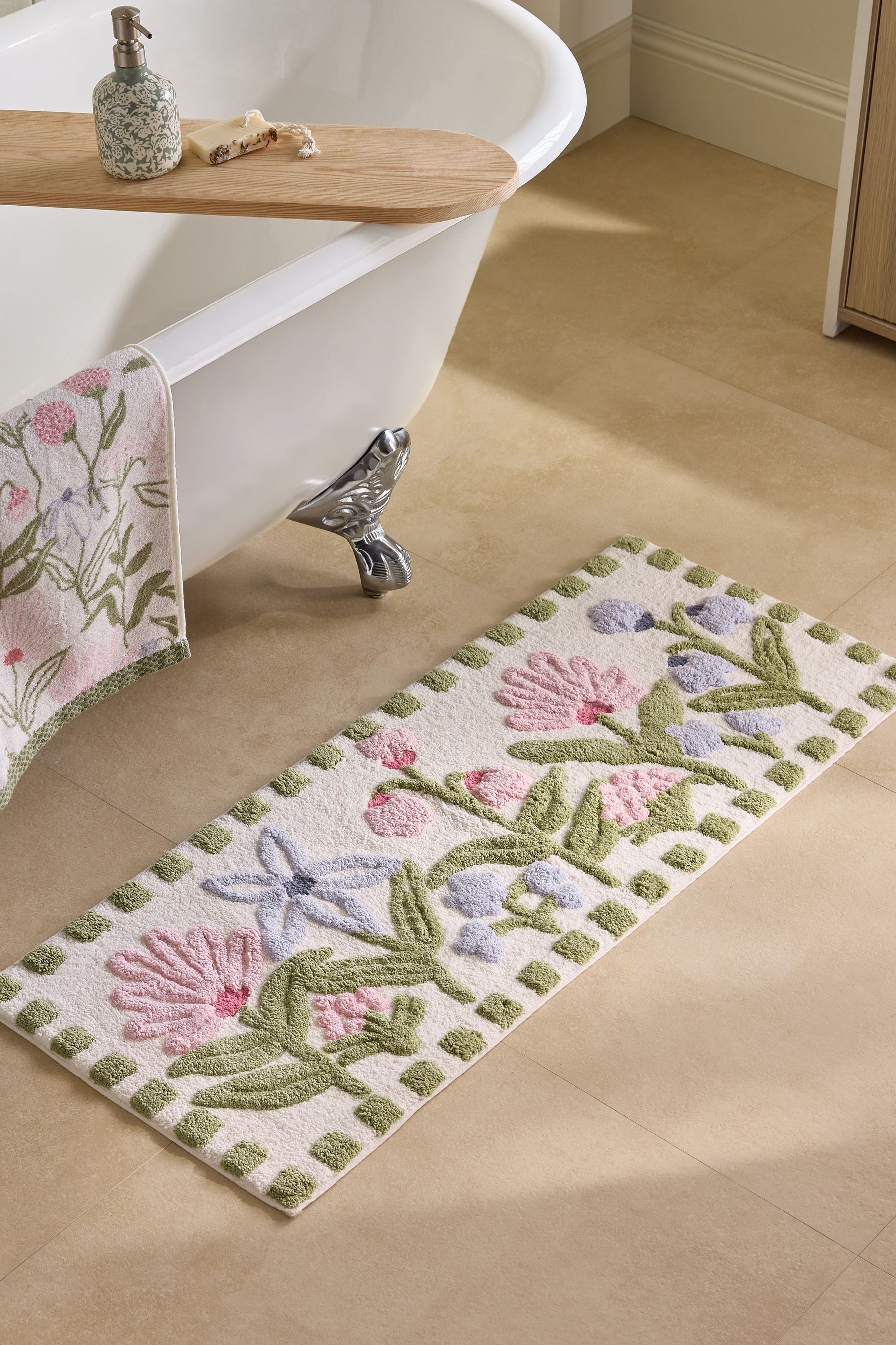 Next Badematte Badematte mit floralem Aquarellmotiv, Höhe 110 mm, Baumwolle