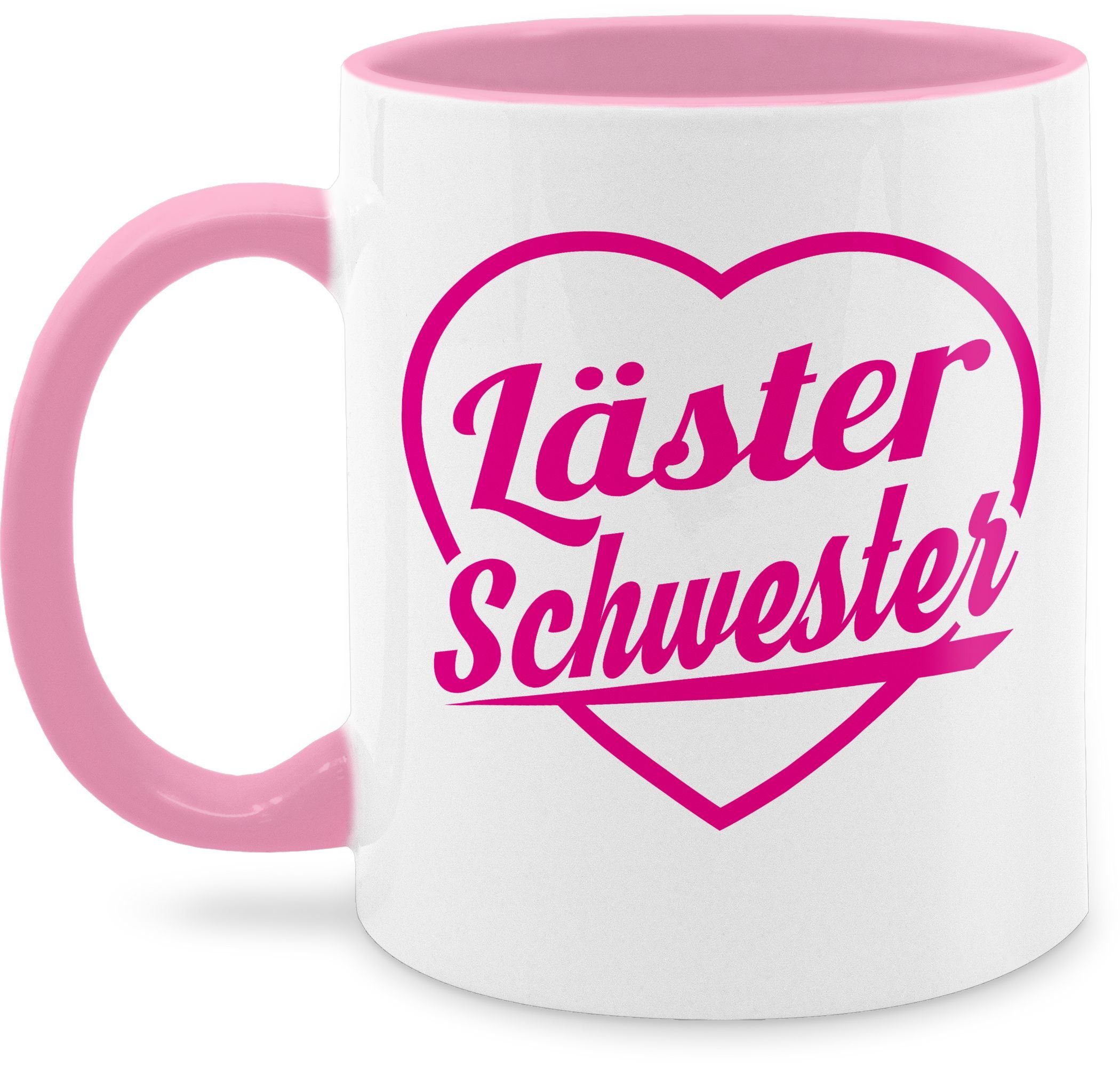 Shirtracer Tasse Läster Schwester - fuchsia, Keramik, Kaffeetasse Schwester & Bruder 1 Rosa