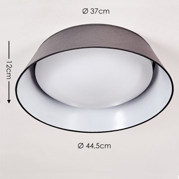 hofstein Deckenleuchte »Tassei«, runde Deckenlampe mit Lampenschirm aus Stoff in Grau/Weiß, 3000 Kelvin, Ø 45 cm, LED, 1700 Lumen