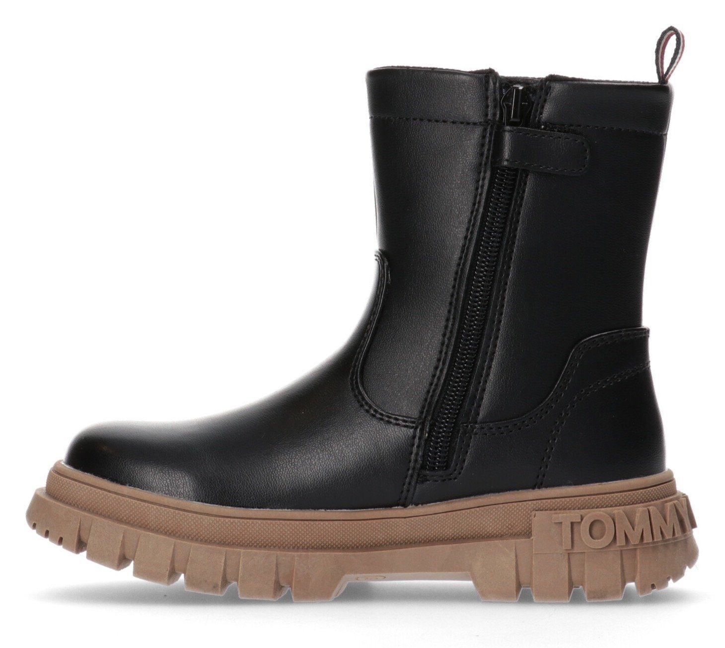 Tommy mit kontrastfarbener Chelseaboots BOOTIE BLACK Profilsohle Hilfiger