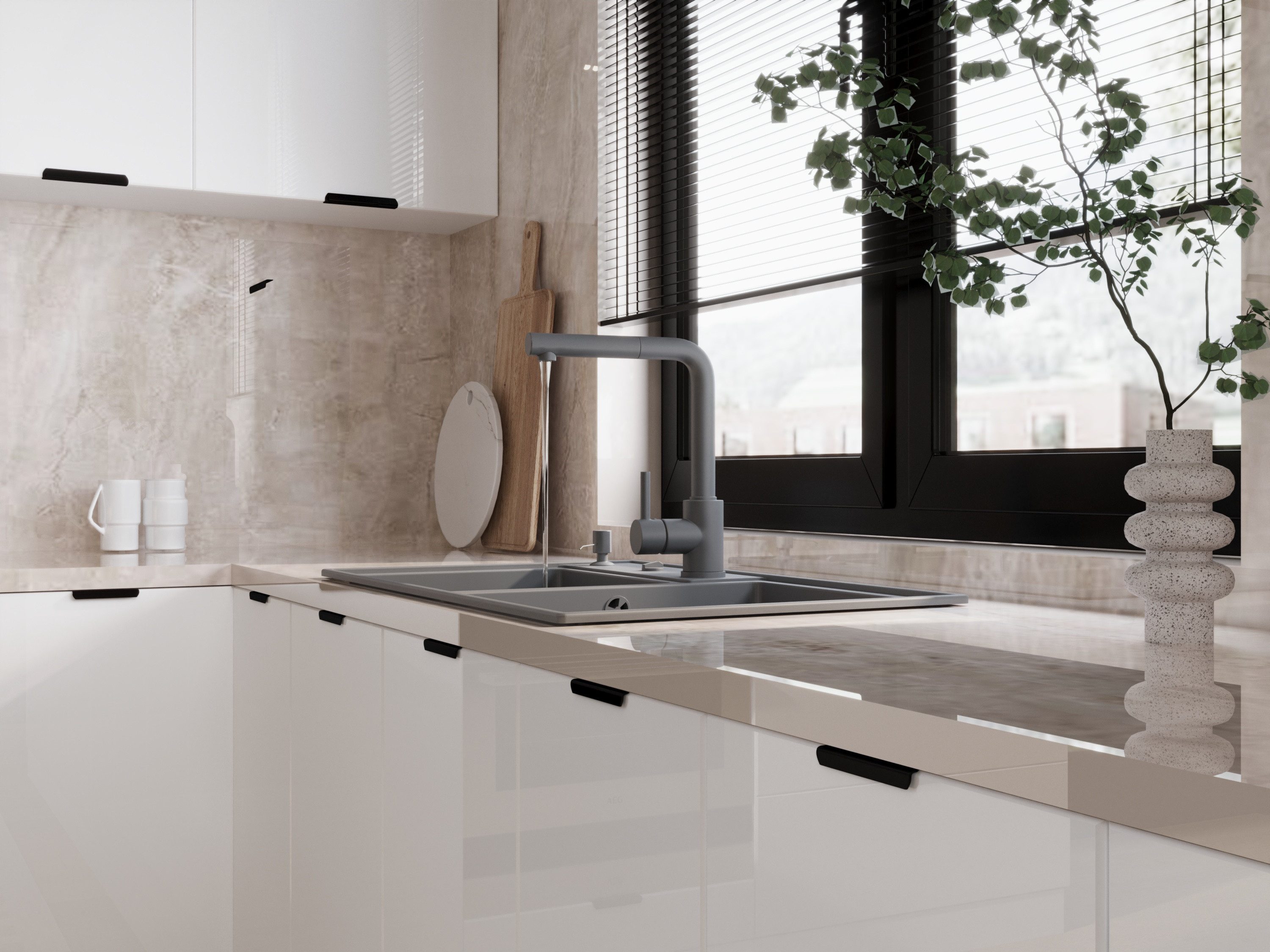 ROYAL24_MARKT Winkelküche – 230 × 340 cm – Lunara – Ohne Arbeitsplatte & Elektrogeräte, (Set), Beste Güte - Innovativ - Modern