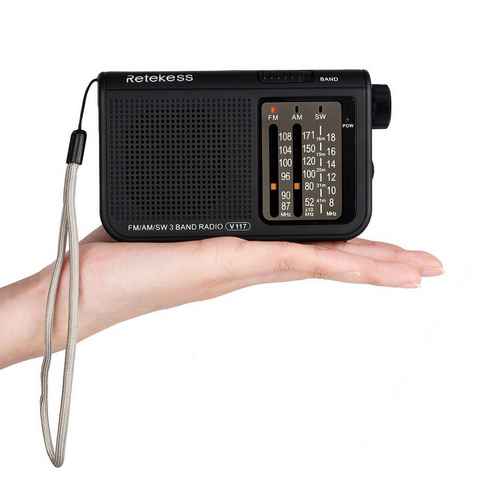 Retekess V117 Tragbares Radio, für Senioren, FM AM SW Radio UKW-Radio (FM AM SW Radio, Mit großem Zifferblatt-Display)