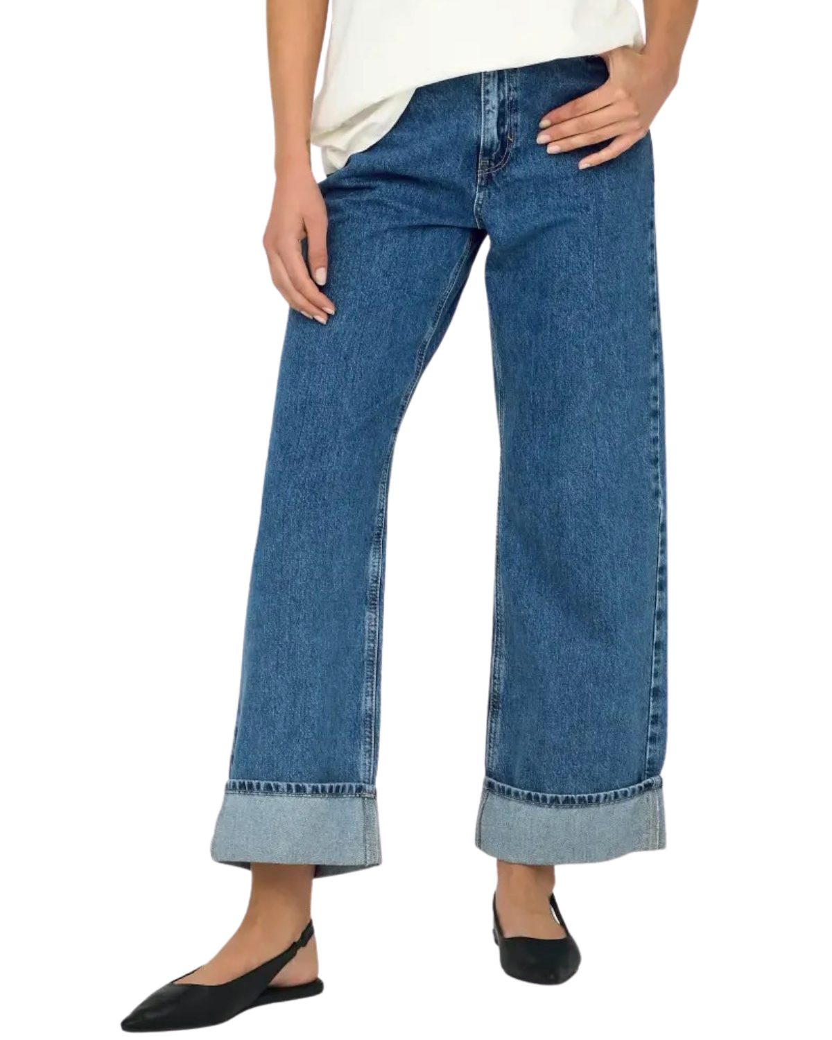 ONLY High-waist-Jeans Wide-Fit Jeans mit weitem Bein für hohen Tragekomfort