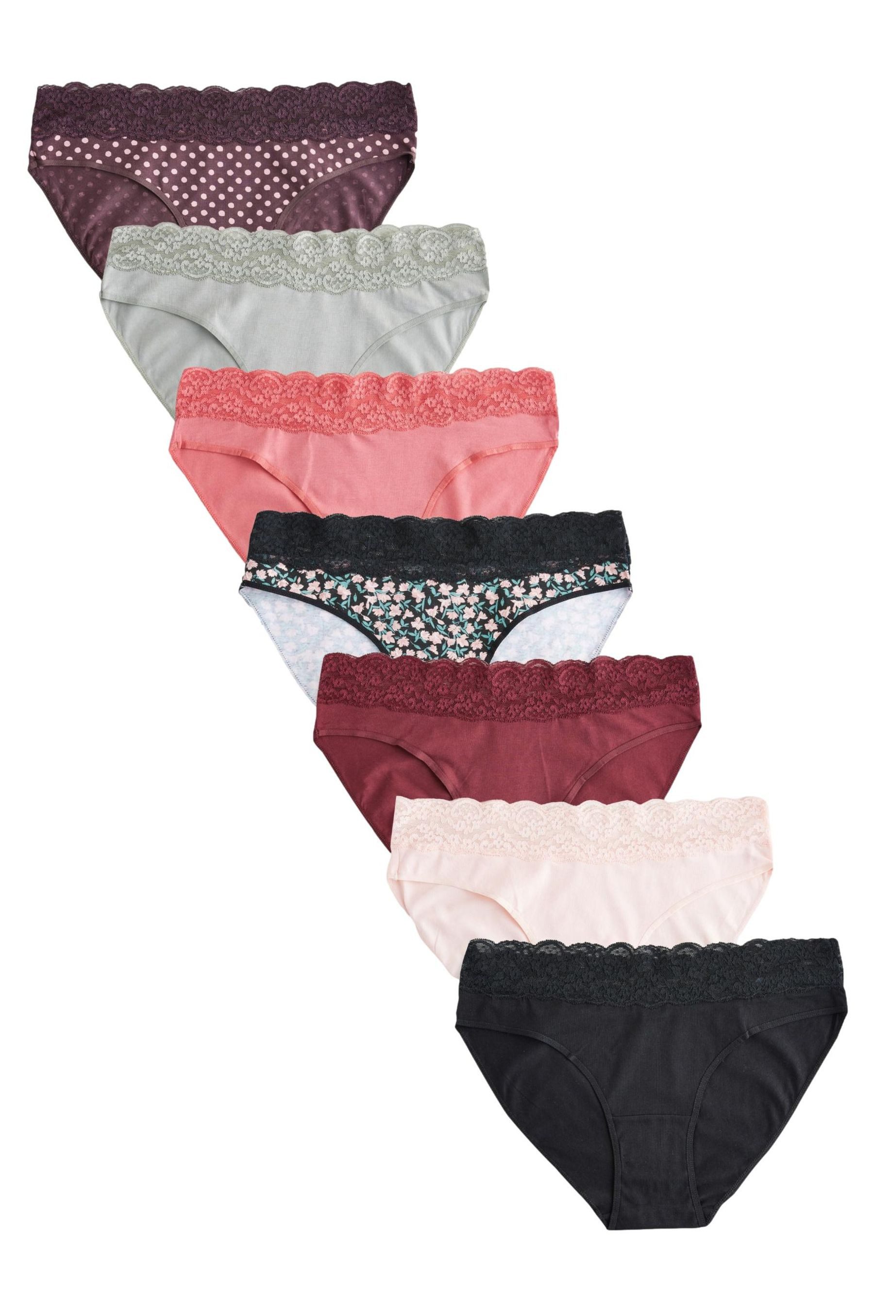 Slip Baumwollslips mit Spitze und hohem Bein, 7er-Pack