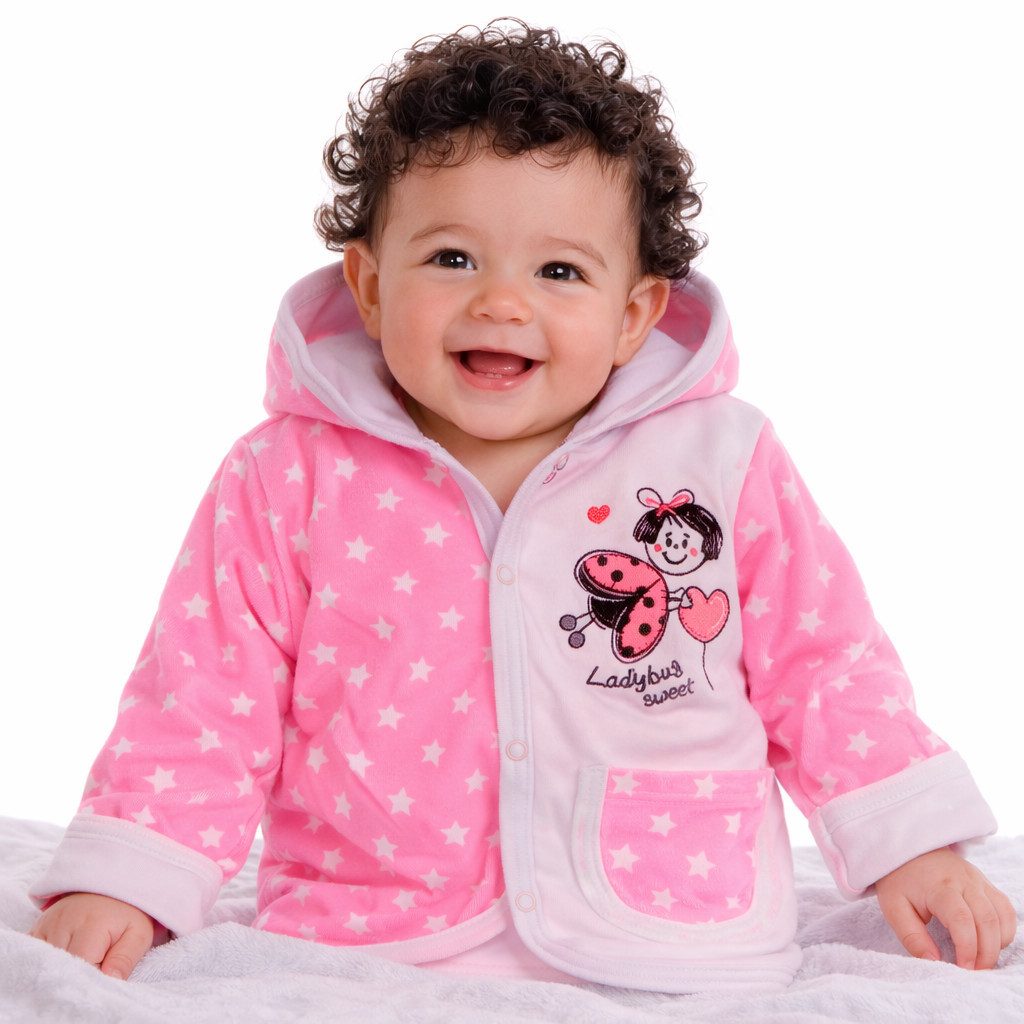La Bortini Baby Jacke leichtes Jäckchen doppellagig in Rosa Sweatjacke aus reiner Baumwolle, 50 56 62 68 74 80 86 92 98