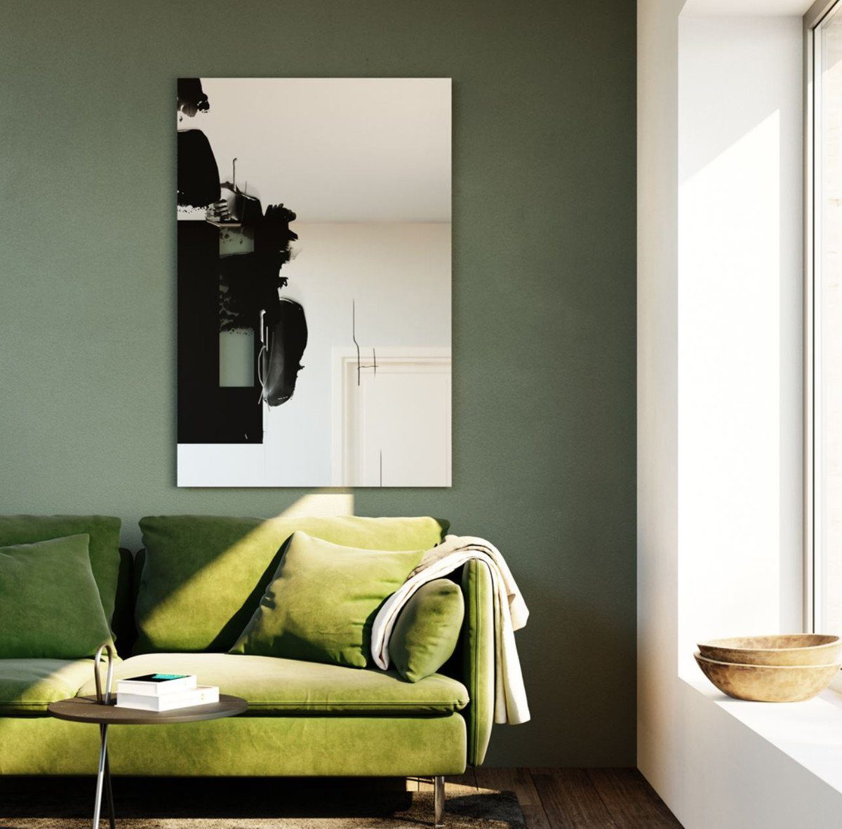 Casa Padrino Designer 101 x 150 Möbel Wandspiegel - Schwarz cm H. Wandspiegel Luxus Wohnzimmer