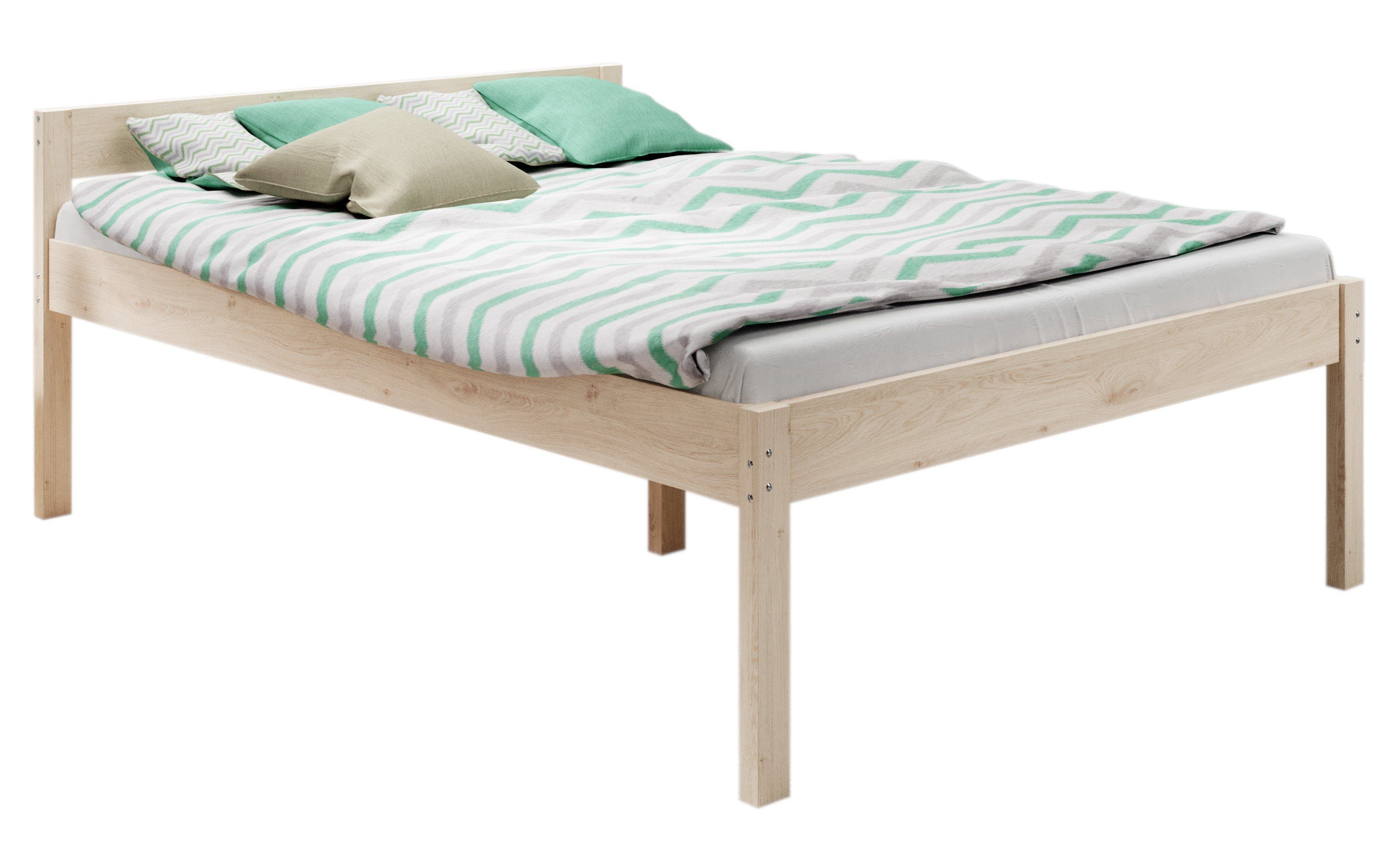 sunnypillow Palettenbett Holzbett Emma Scandi Style Massivholzbett Palettenmöbel, 90 x 200 cm