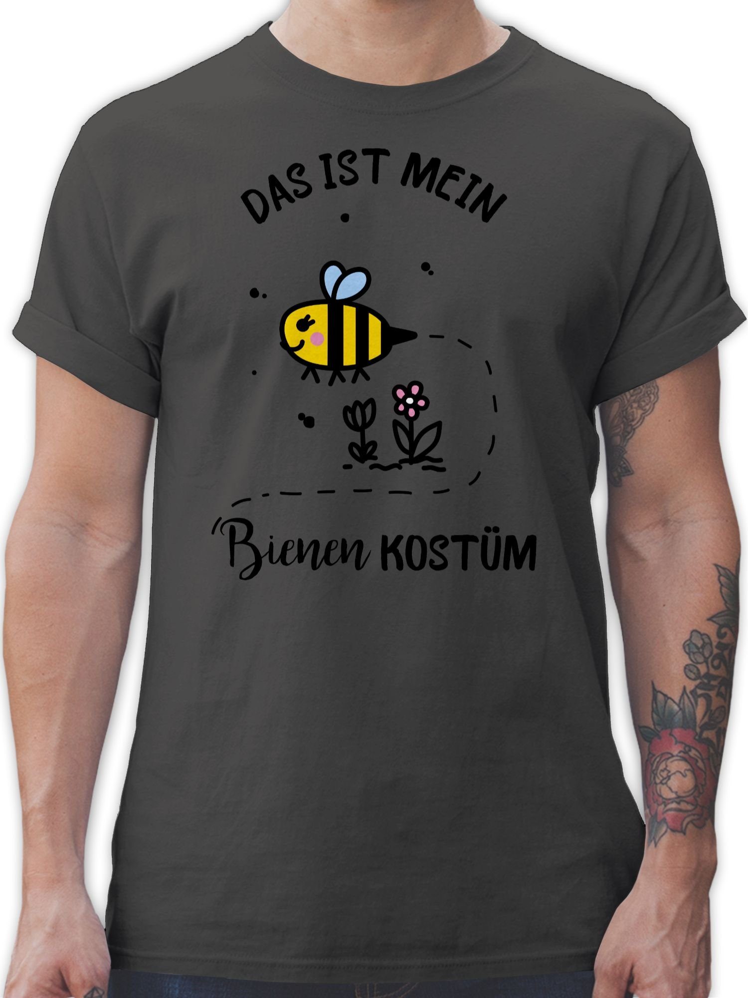 Shirtracer T-Shirt Das ist mein Bienen Kostüm Karneval Outfit 2 Dunkelgrau