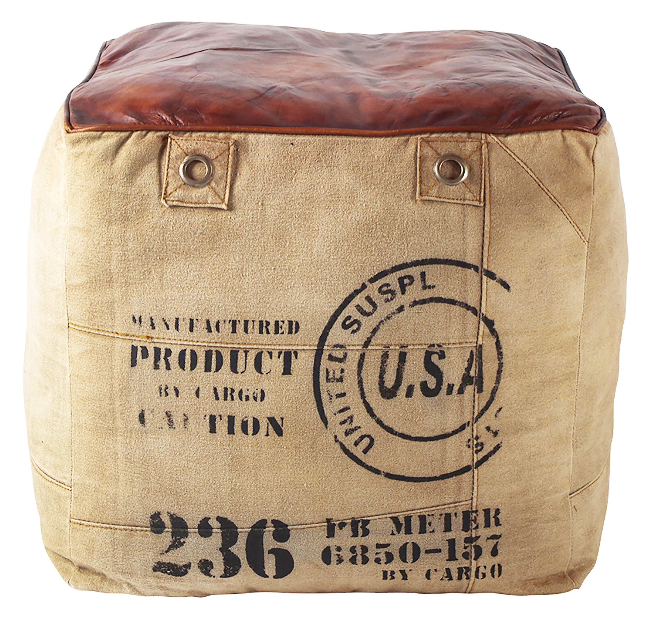 Kobolo Sitzwürfel Sitzpouf CANVAS quadratisch mit Aufdruck (1 Stück, Kunstl günstig online kaufen