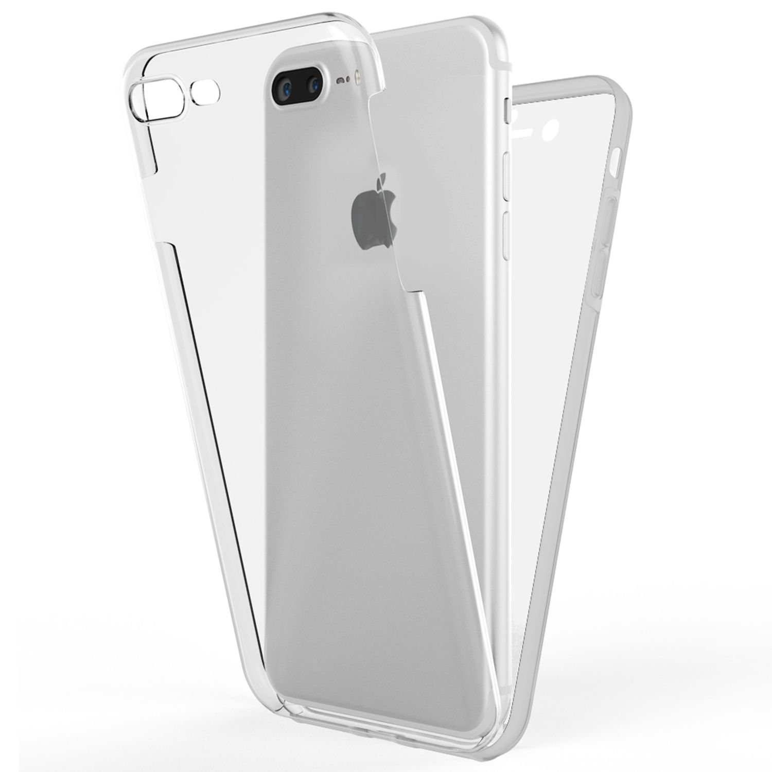 Nalia Handyhülle Apple iPhone 7 Plus,iPhone 8 Plus, Klare 360 Grad Silikon  Hülle / Rundumschutz Vorder- und Rückseite / Schutzhülle Transparent /  Vergilbungsfreies Case / Displayschutz Etui / Kratzfest / Durchsichtiges  Komplettschutz