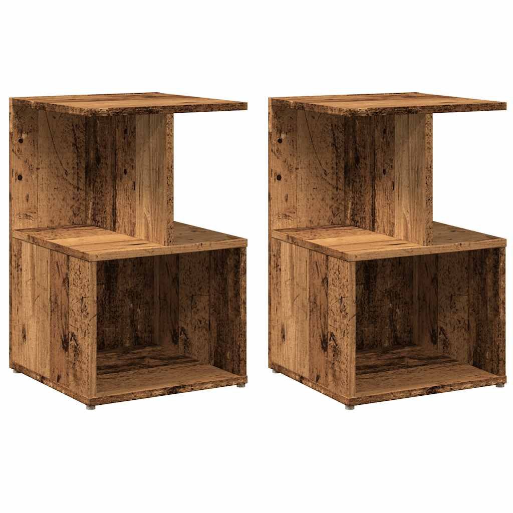 vidaXL Nachttisch NA Nachttische2er Set Altholz-Optik 35x35x55 cm Spanplatte