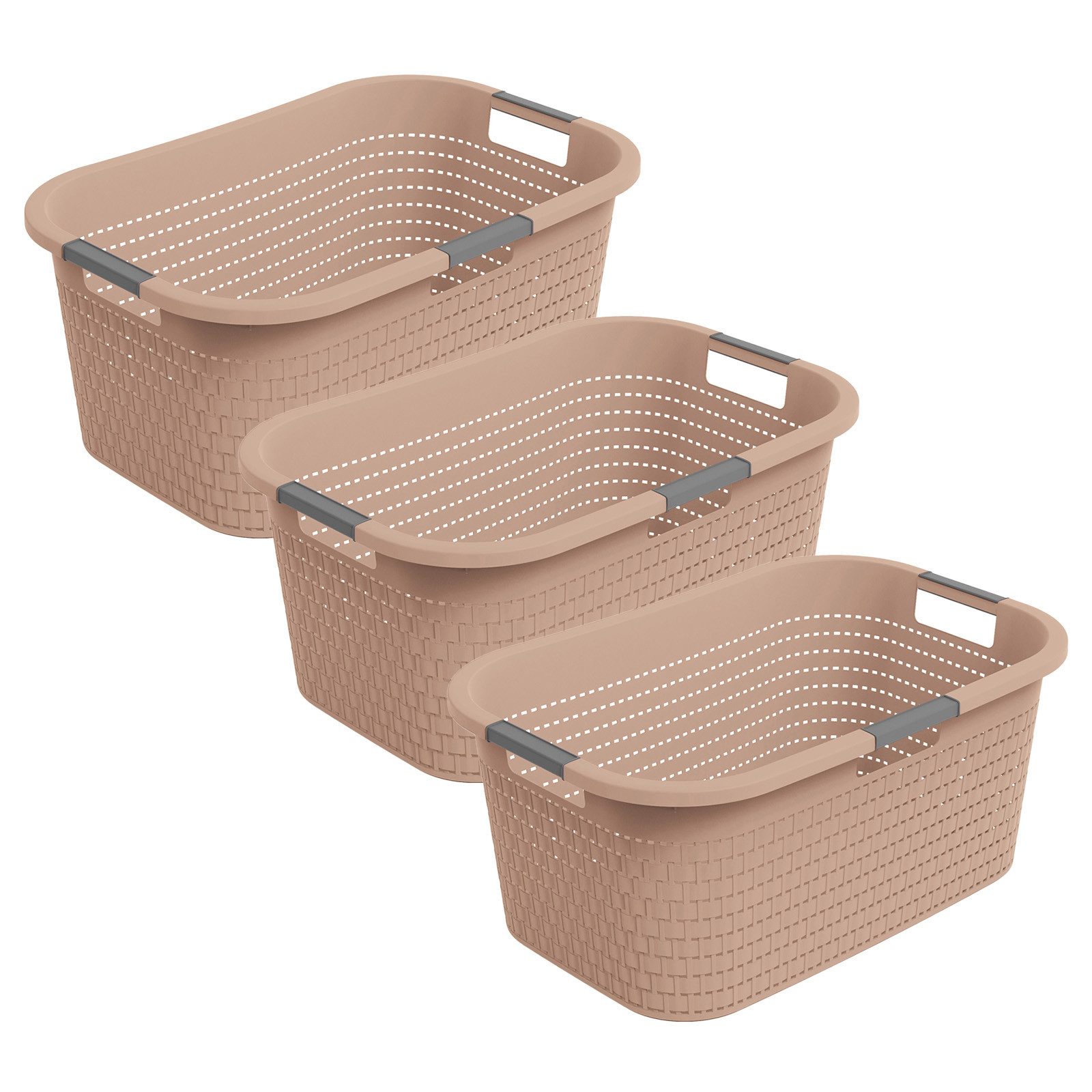 ROTHO Wäschekorb 3er-Set Wäschebox 40L COUNTRY, ergonomische Wäschebehälter günstig online kaufen