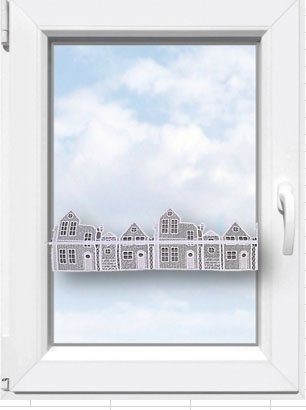 Stickereien Plauen Fensterdekoration Häuser, Fensterdekoration "Häuser" – Bild 2 von 5