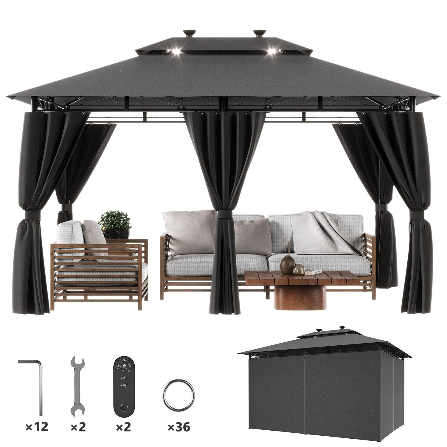 HOMALL Pavillon Gazebo Zelt 298*298CM wetterfestes günstig online kaufen
