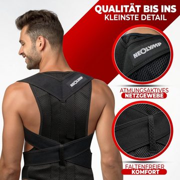 NEOLYMP Rückenstabilisator Rückenstütze -Verstellbar, Unisex - Rückenretter & Rücken Geradehalter (Set, Haltungskorrektur - schlankes und unauffälliges Design), Unisex, Verstellbar