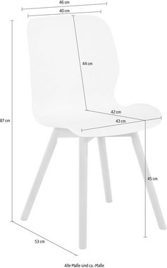 andas Esszimmerstuhl Lendum (2 St), Gestell aus massiver Buche, Sitzschale aus Kunststoff, Sitzhöhe 45 cm