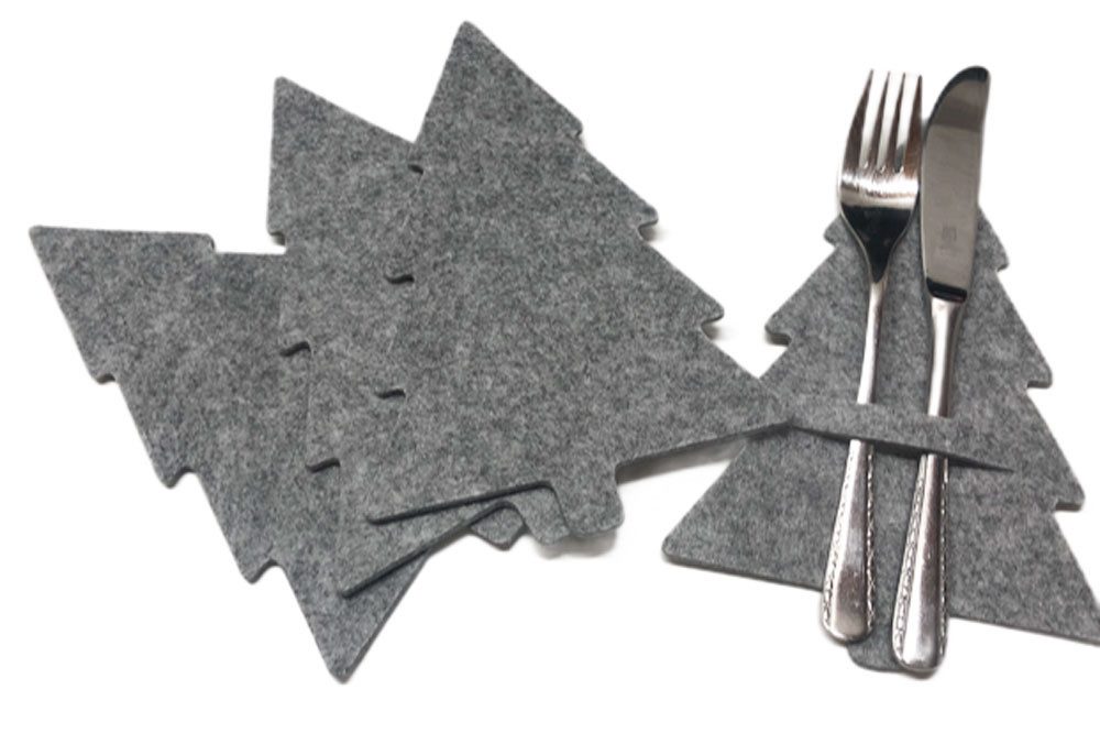 GILDE Тримач для столових приборів Gilde Weihnachtliche Bestecktaschen hellgrau Tannenbaum 4er Set